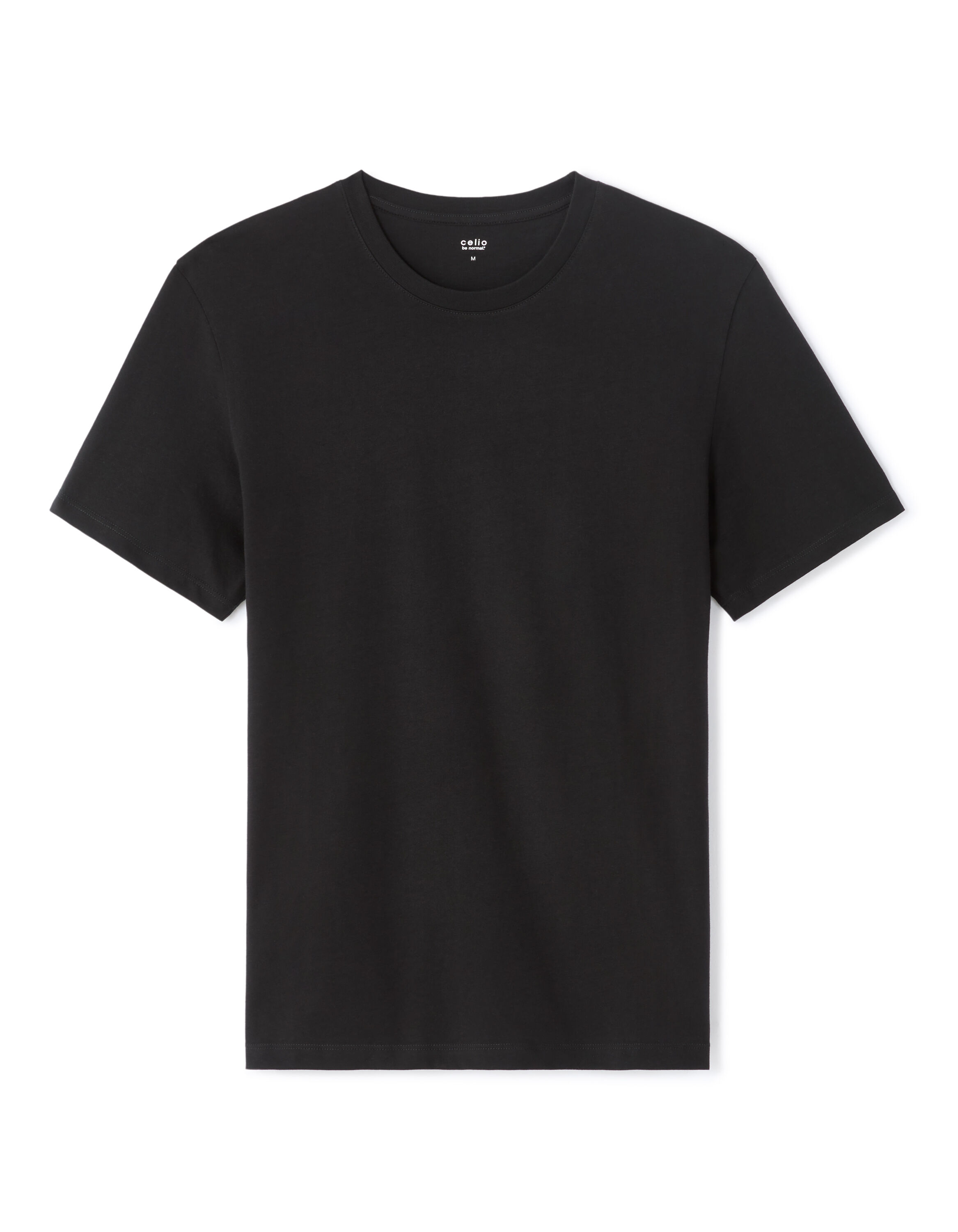 Regular fit crew neck T-shirt 100% cotton - black