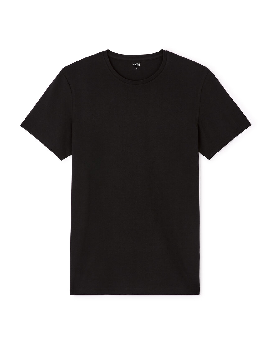 T-shirt slim col rond stretch - noir