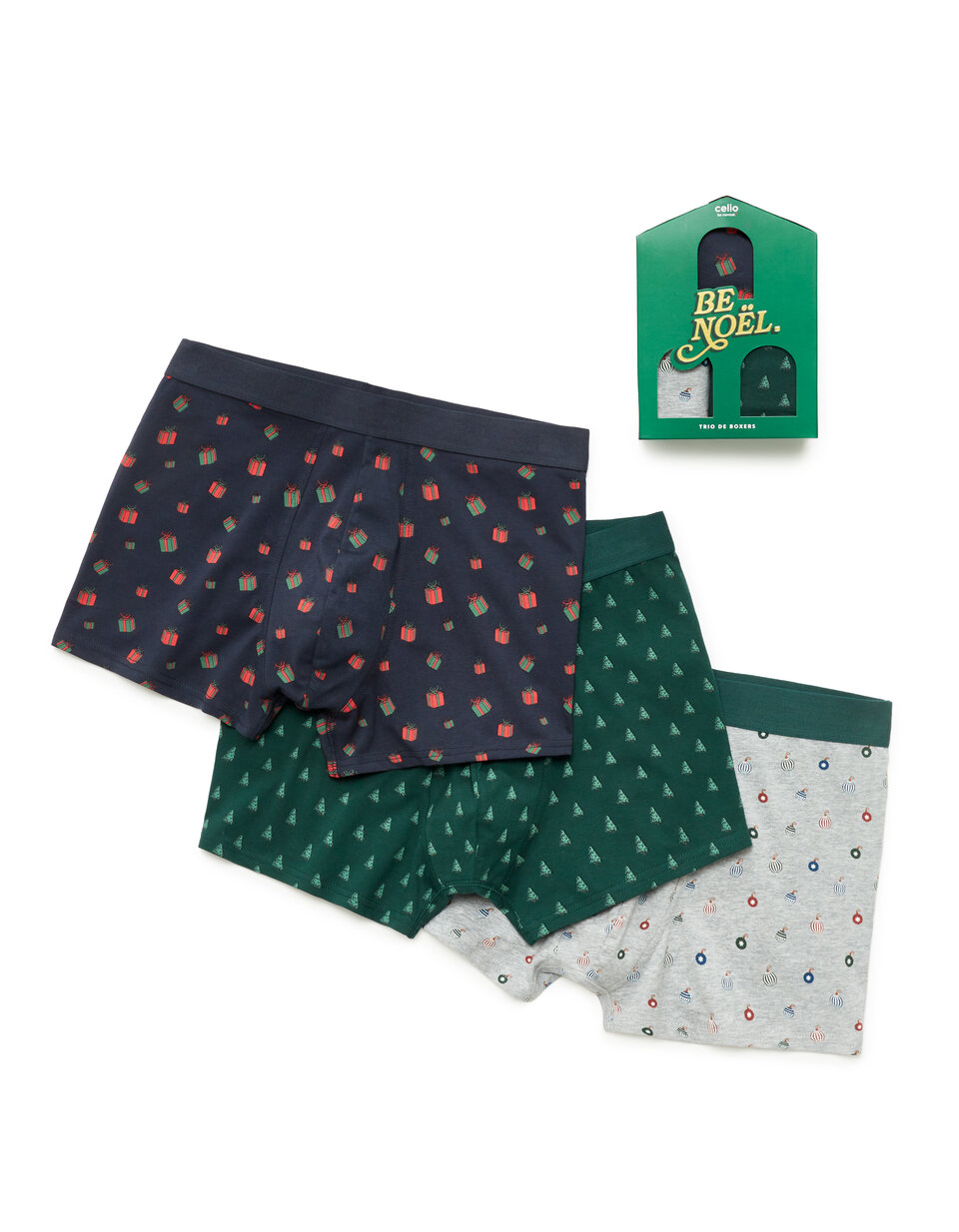Coffret trio de boxers Noël - marine | celio be normal