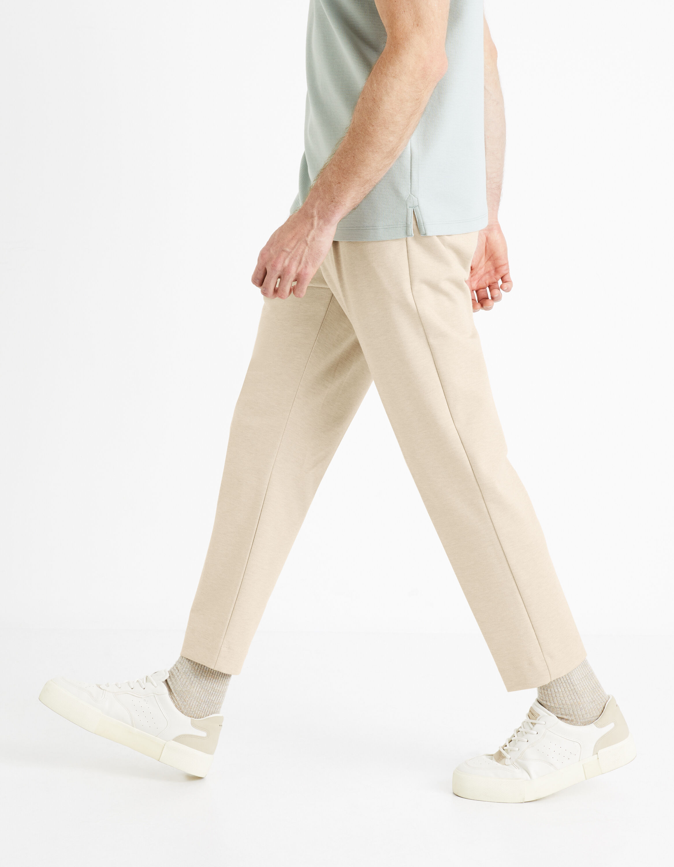 Pantalon maille beige deals