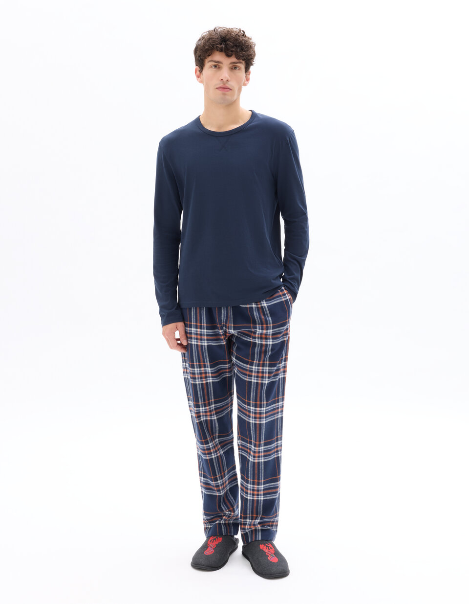 Pantalon De Lounge GAP Homme – Taille L, Bleu Marine à Carreaux Multicolores, 100% Coton, Neuf