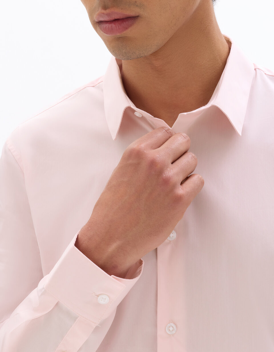 Slim-fit stretch cotton shirt - pink | celio be normal Slim-fit stretch cotton shirt - pink | celio be normal