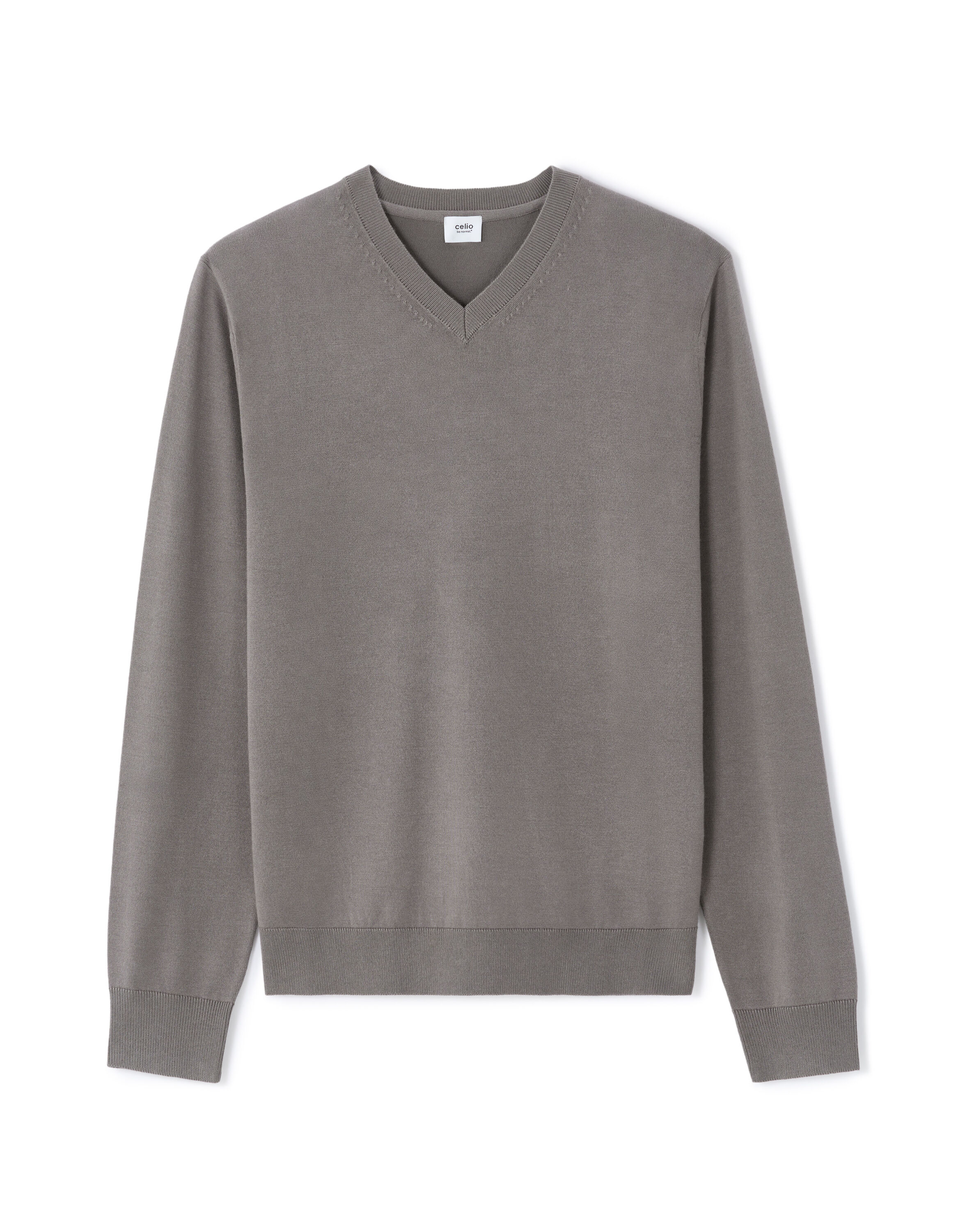 Plain V-neck sweater in fine knit - black | celio be normal