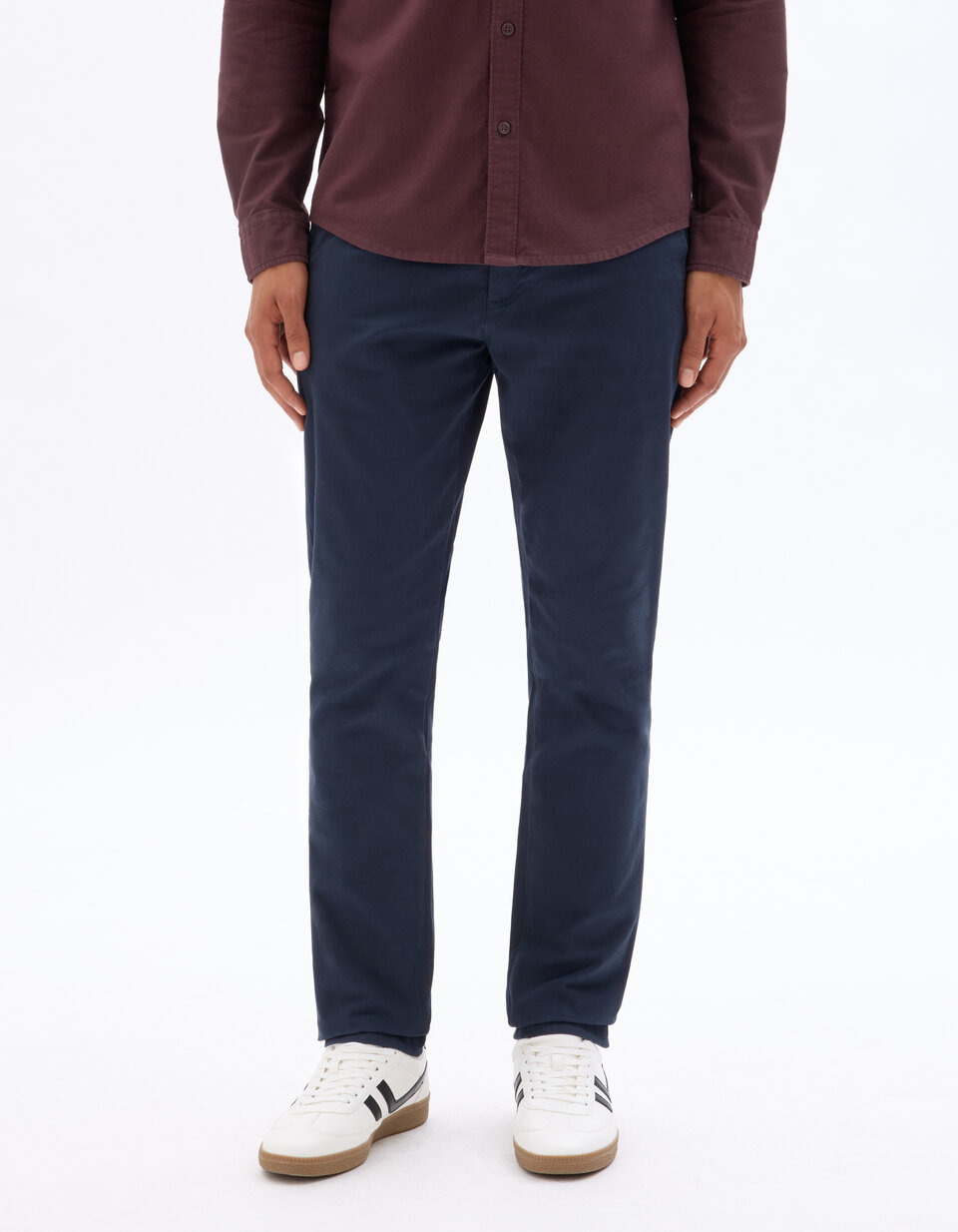 Slim-fit chino broek van stretchkatoen standaardlengte - marineblauw ...