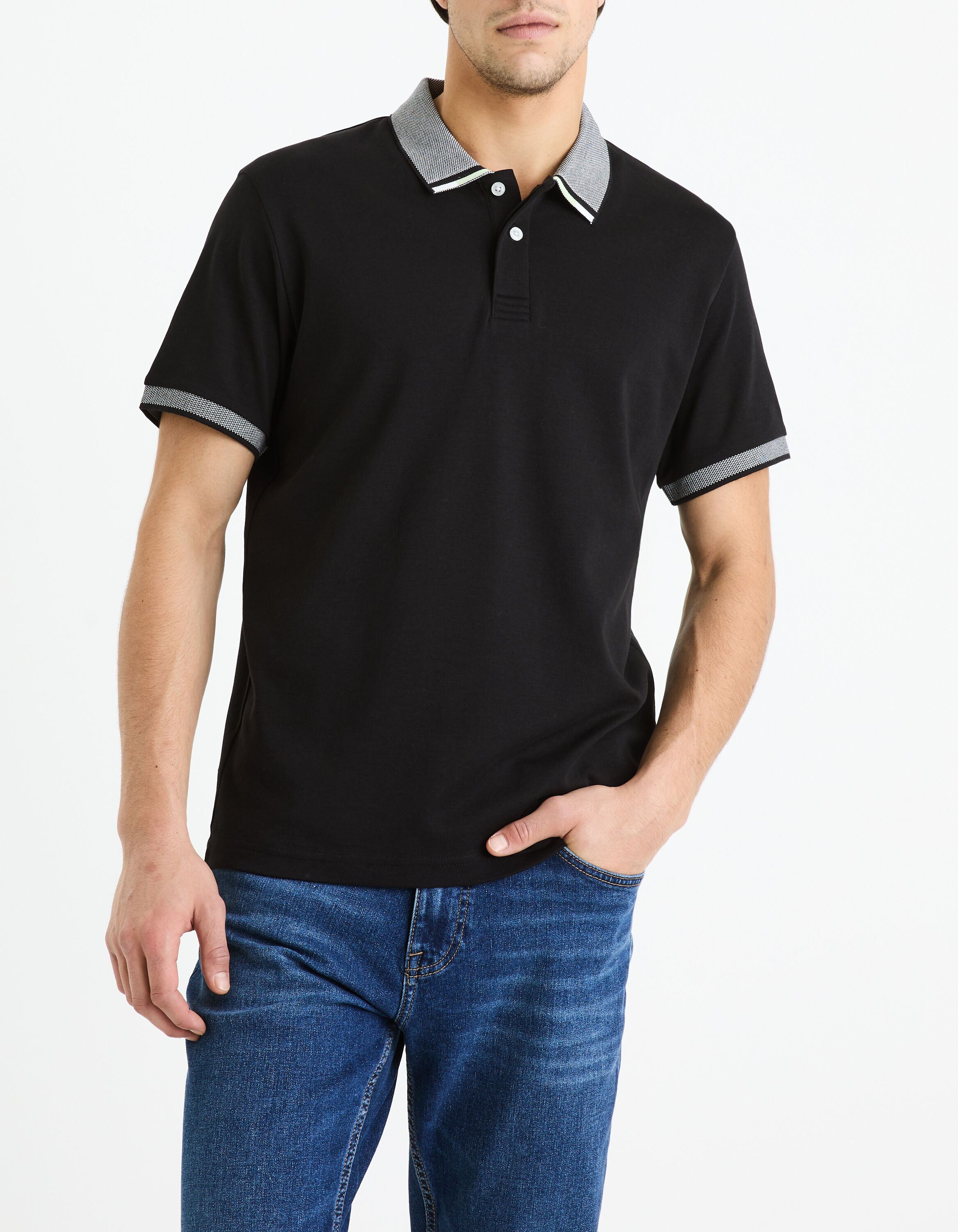 Polo de punto 100 de algod n negro celio be normal