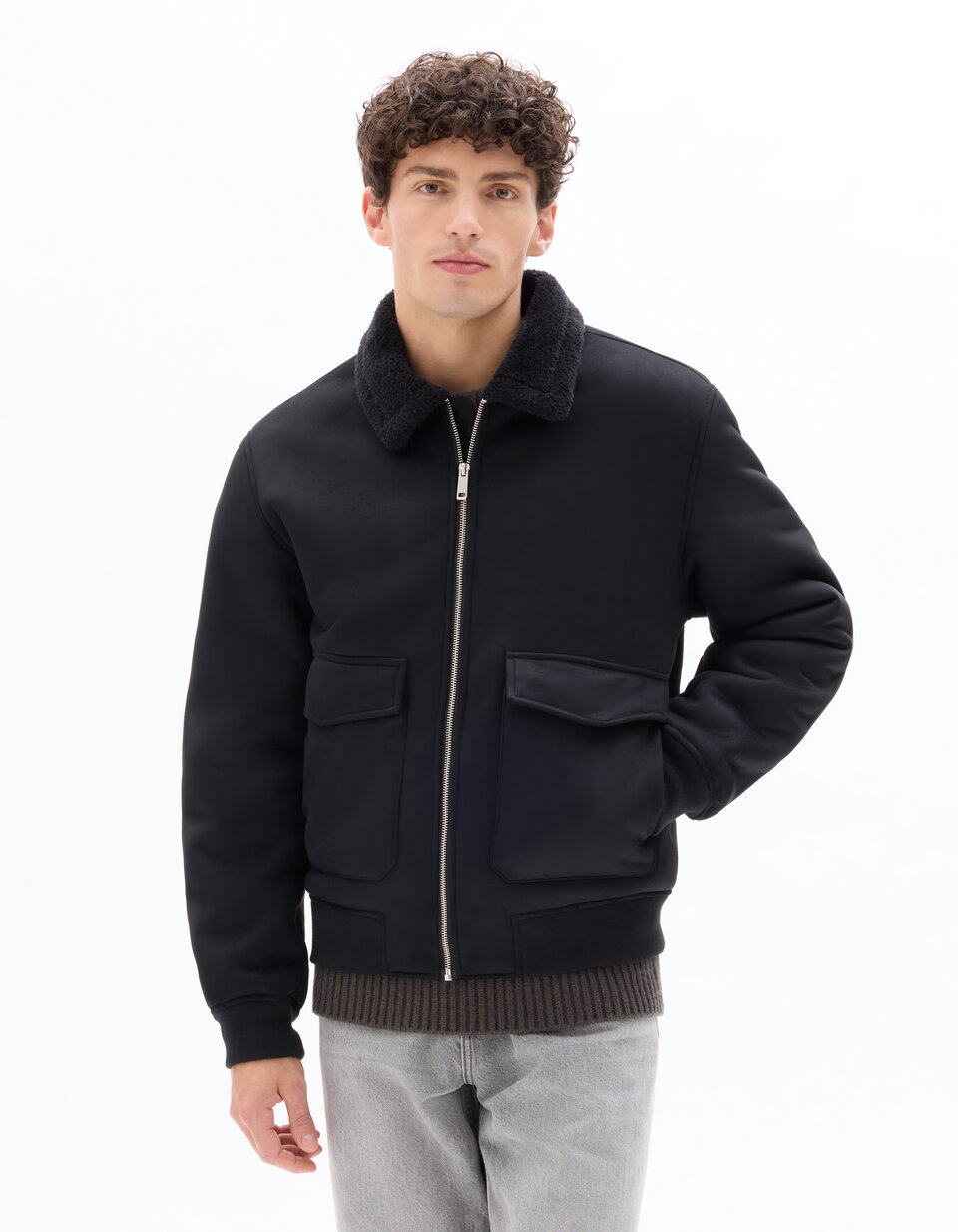 Blouson Aviateur Louis Vuitton - Coton Noir Avec Col Polaire Amovible - Taille XL - Neuf Avec étiquettes