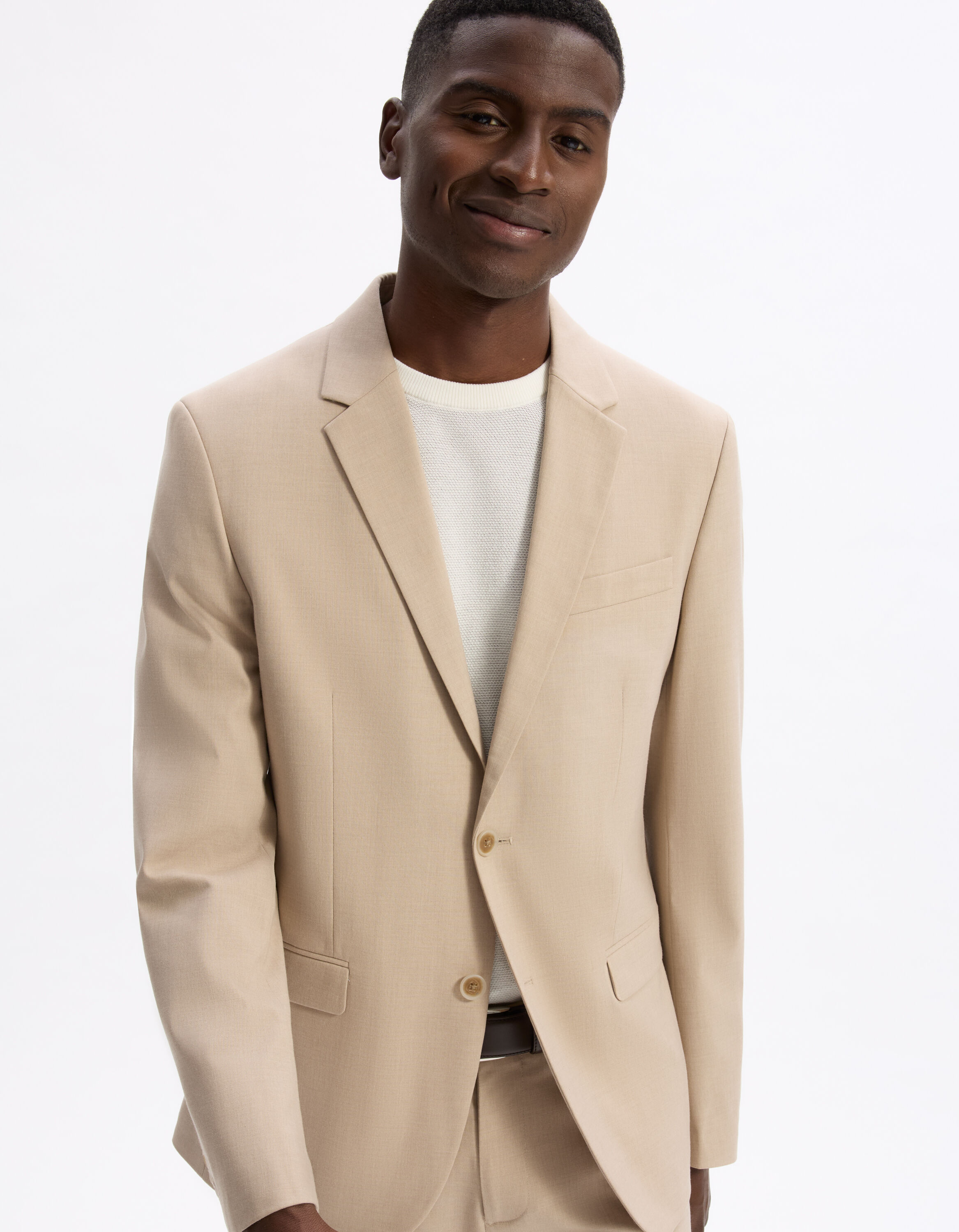 Veste de costume slim stretch beige celio be normal