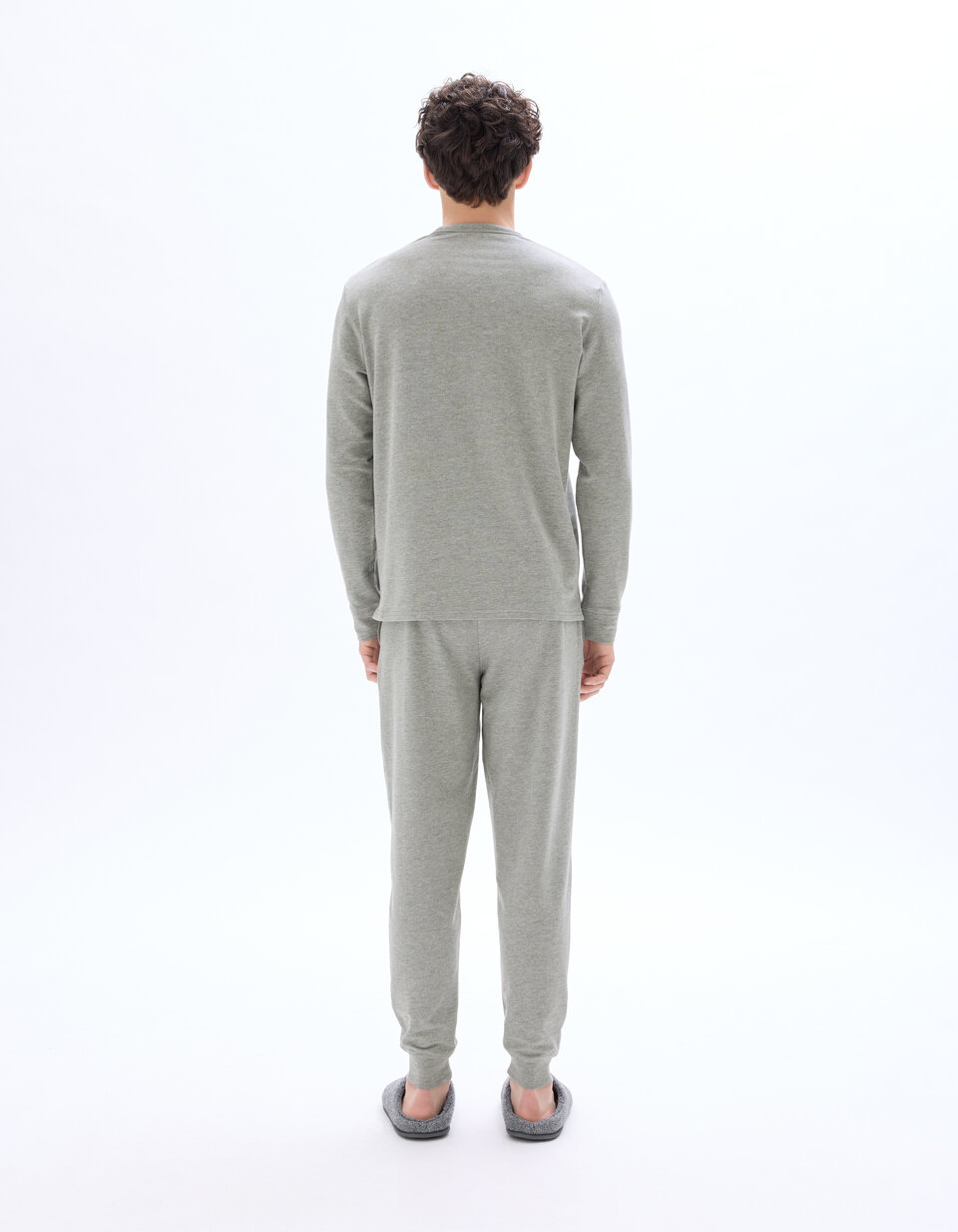 Pyjama haut et pantalon en coton stretch - gris foncé | celio be normal