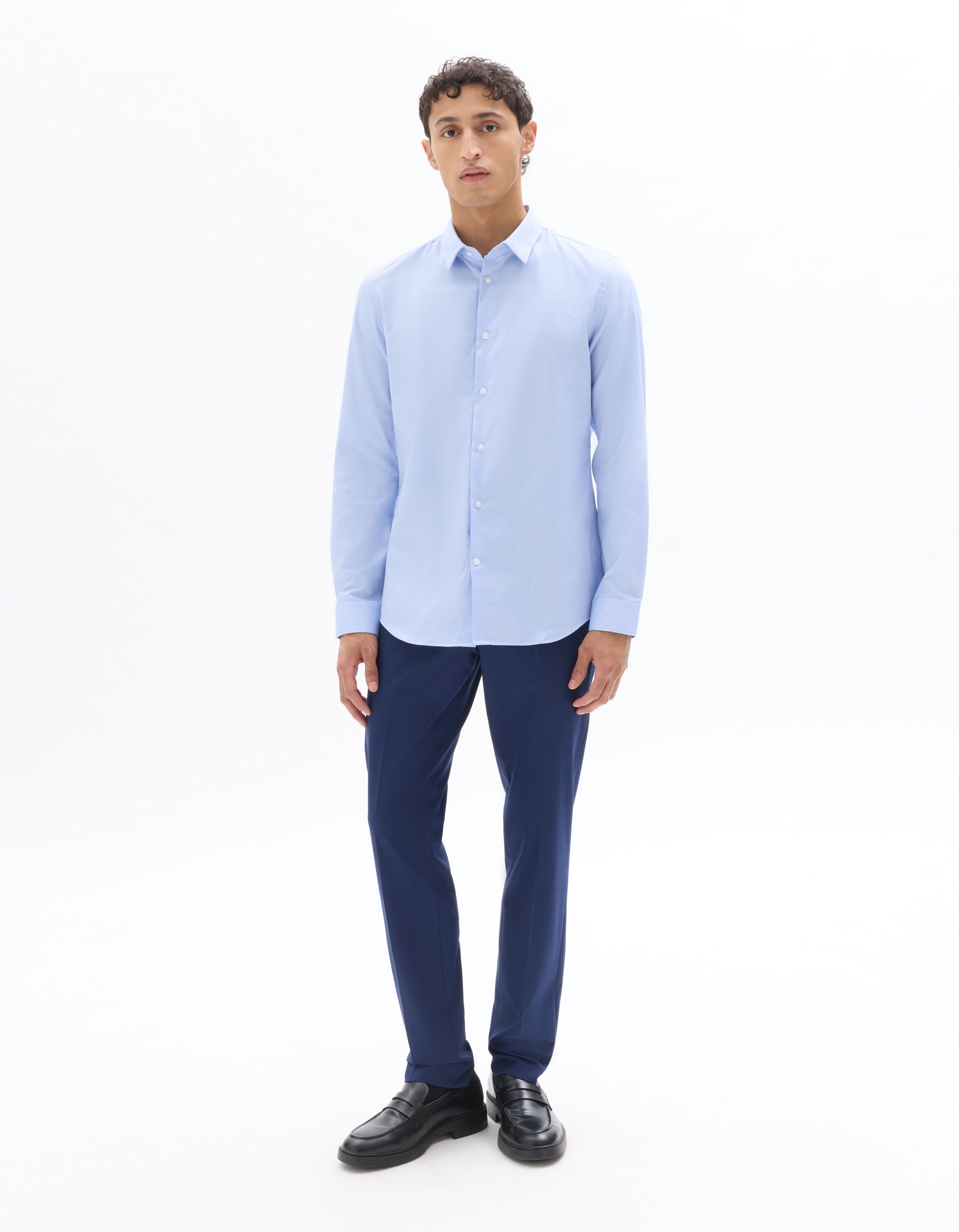 Slim royal oxford shirt - sky blue | celio be normal
