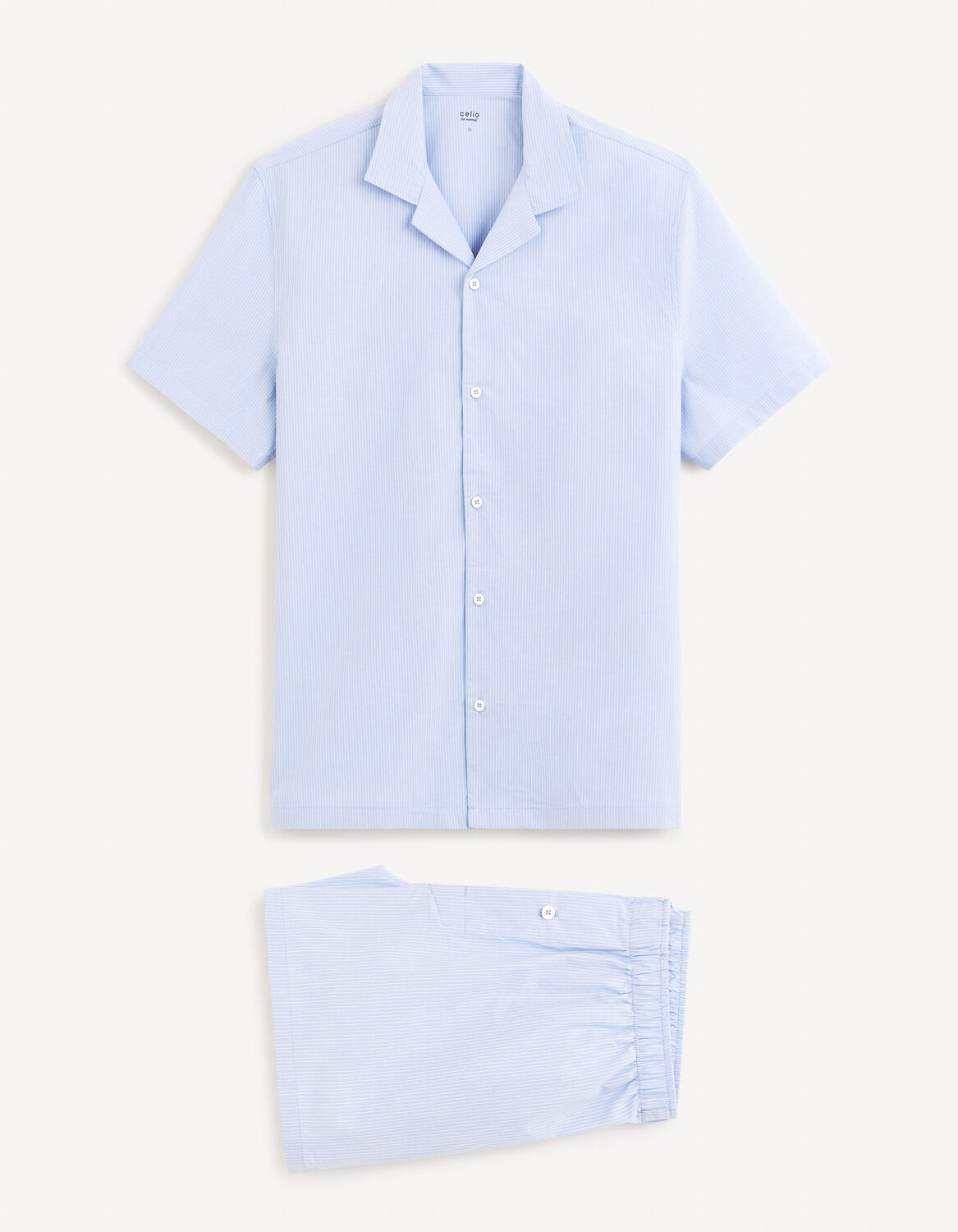 pyjama manches courtes et bermuda 100% coton - bleu