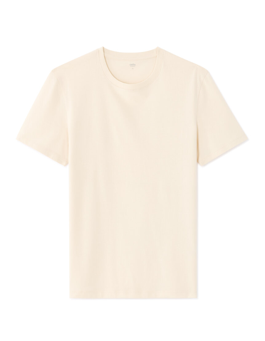 T-shirt regular col rond - écru