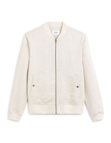Veste col bomber lin mélangé - naturel