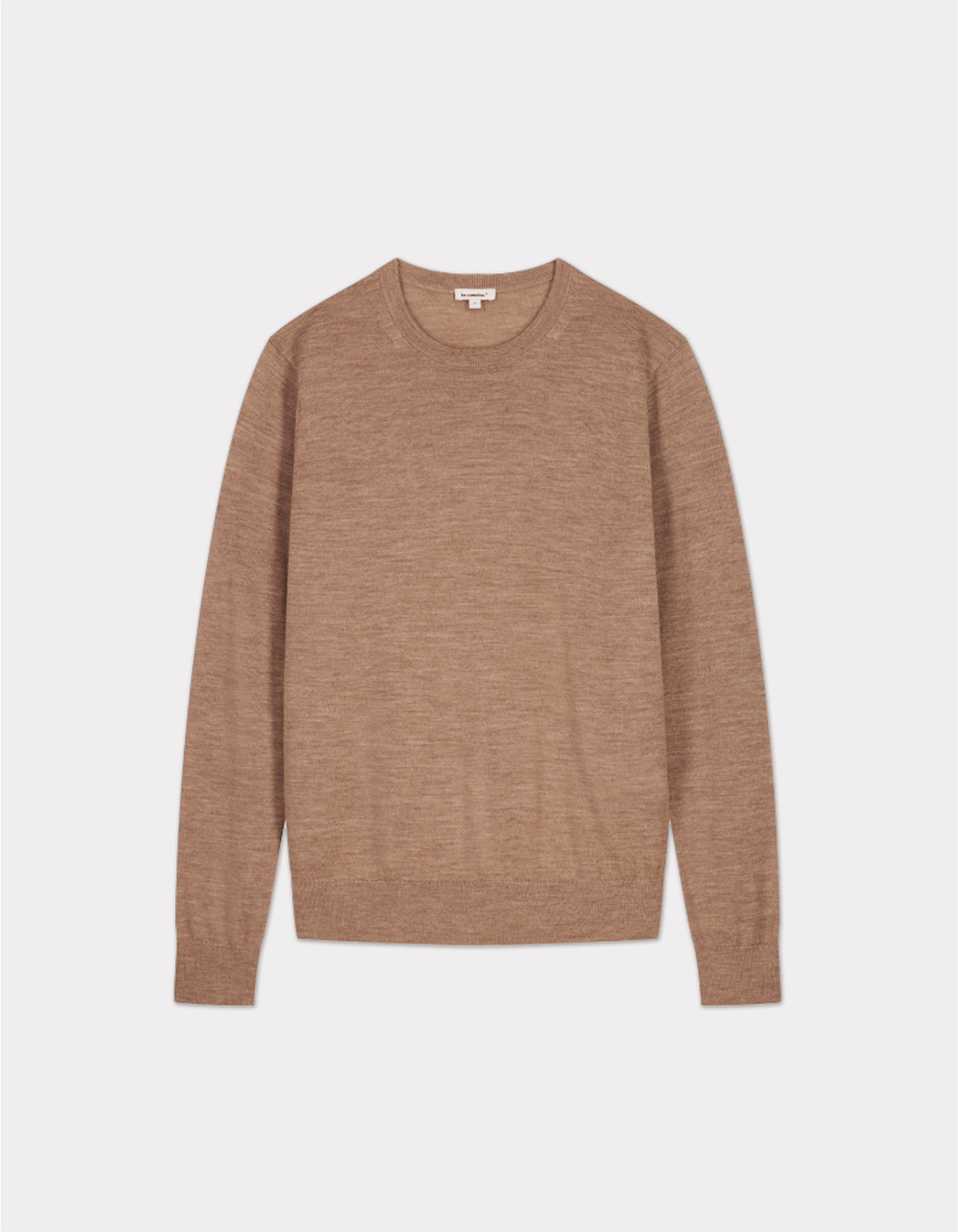 Pull 100% laine mérinos à col rond - taupe