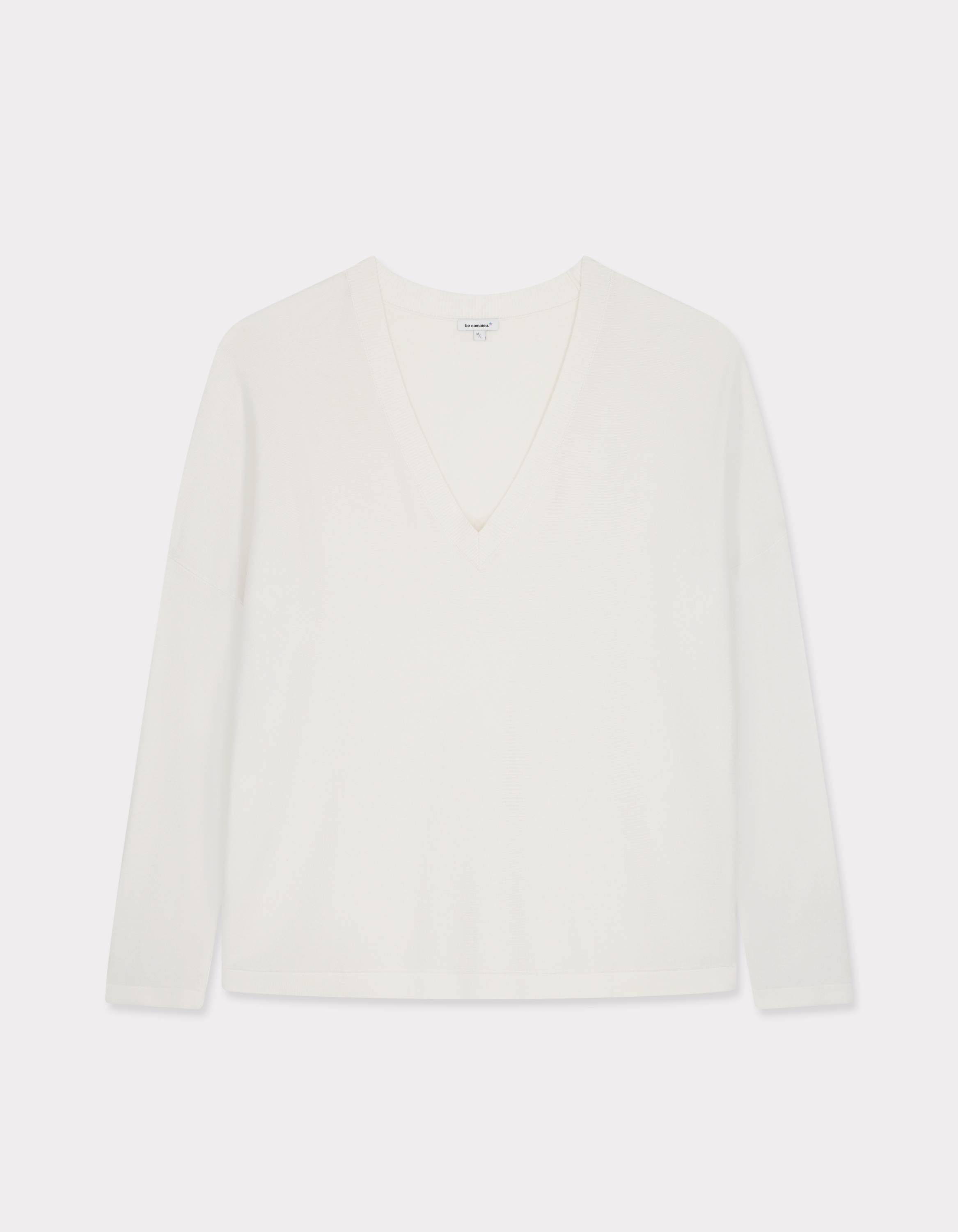 Pull ample col V en viscose Ecovero - écru