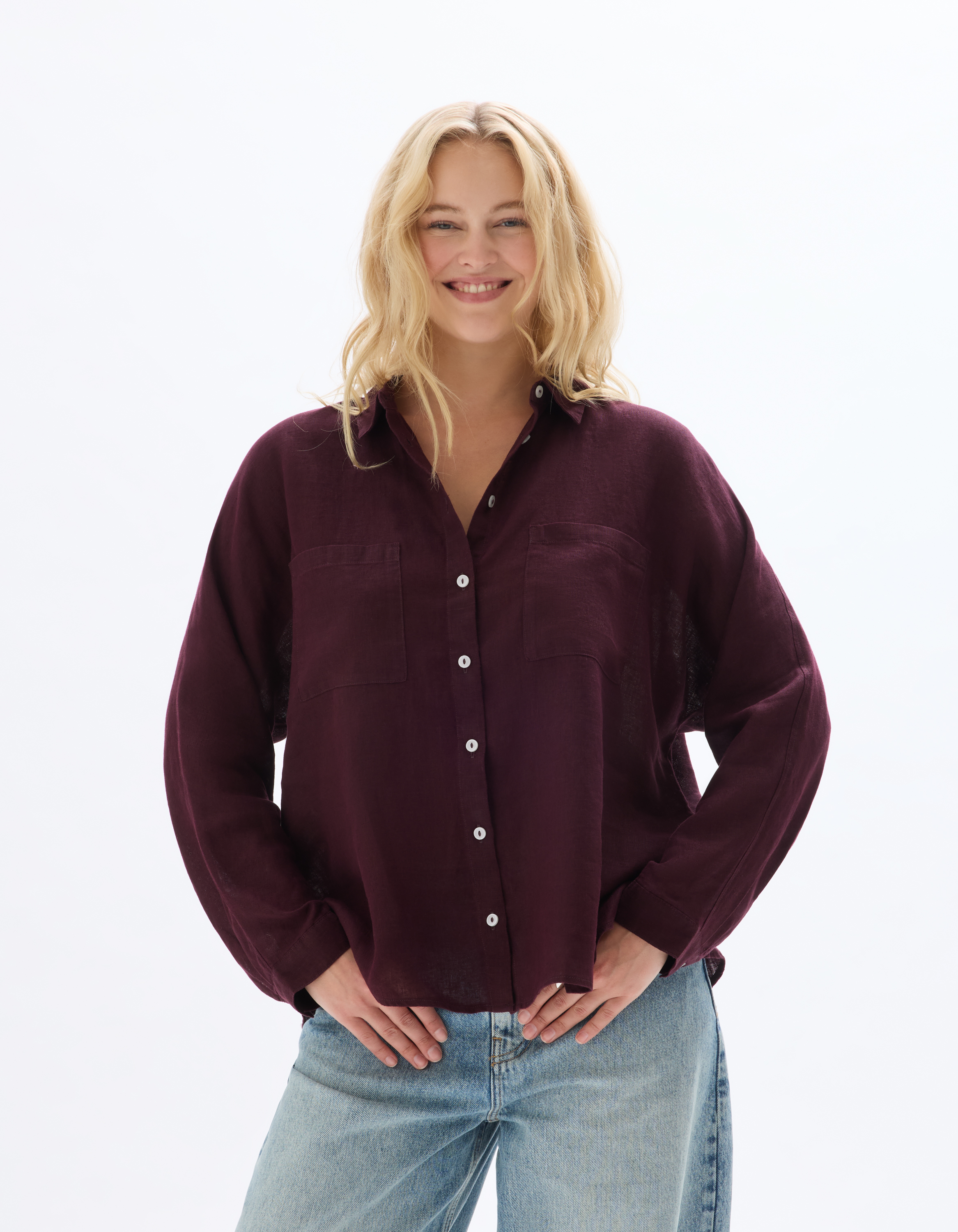 Chemise en lin oversize - bordeaux - celio - Modalova