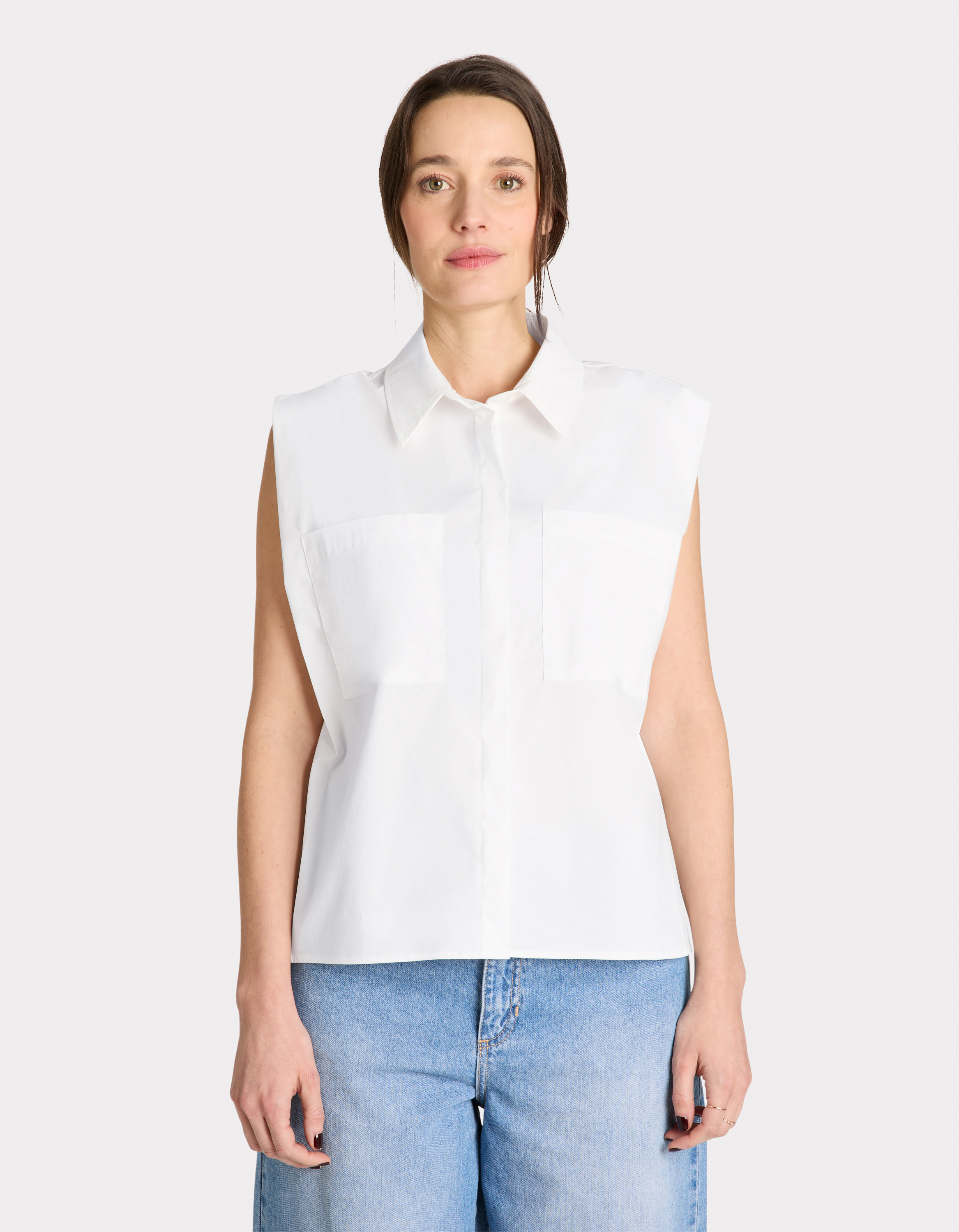 Chemise courte boxy sans manche - écru - celio - Modalova