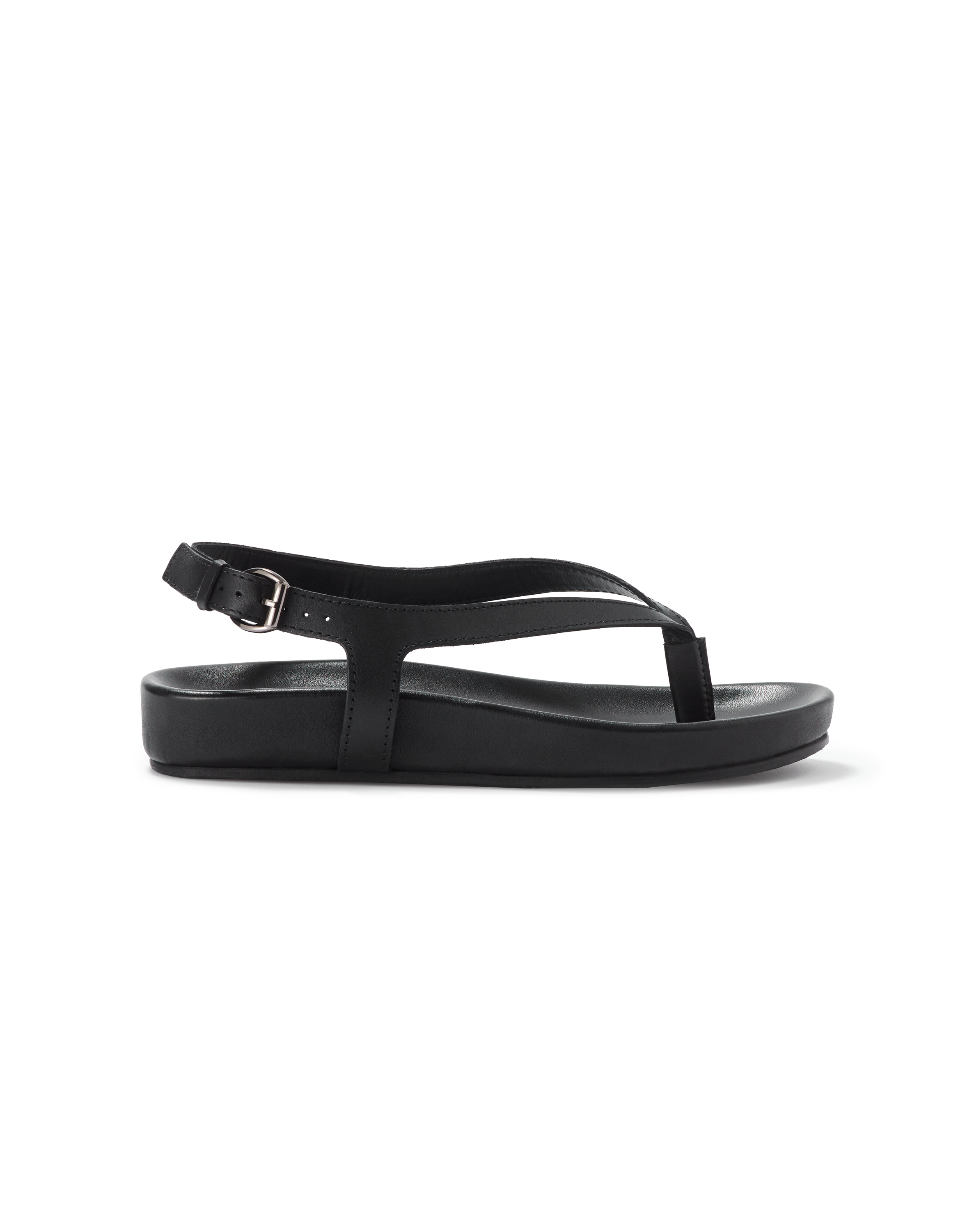 Sandales entre-doigt en cuir - noir