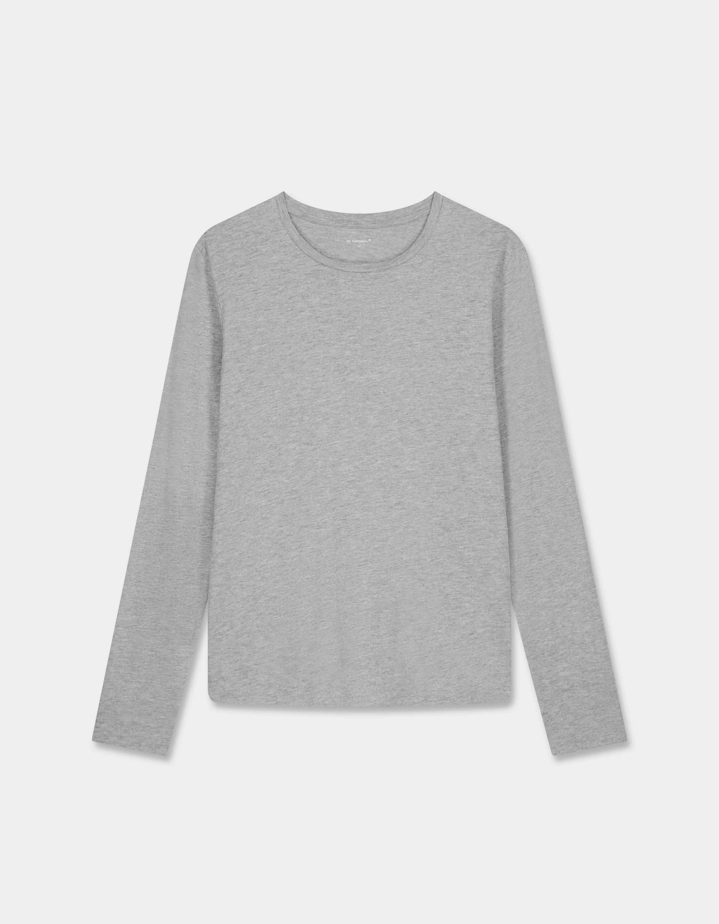 T-shirt en coton à manches longues - gris clair