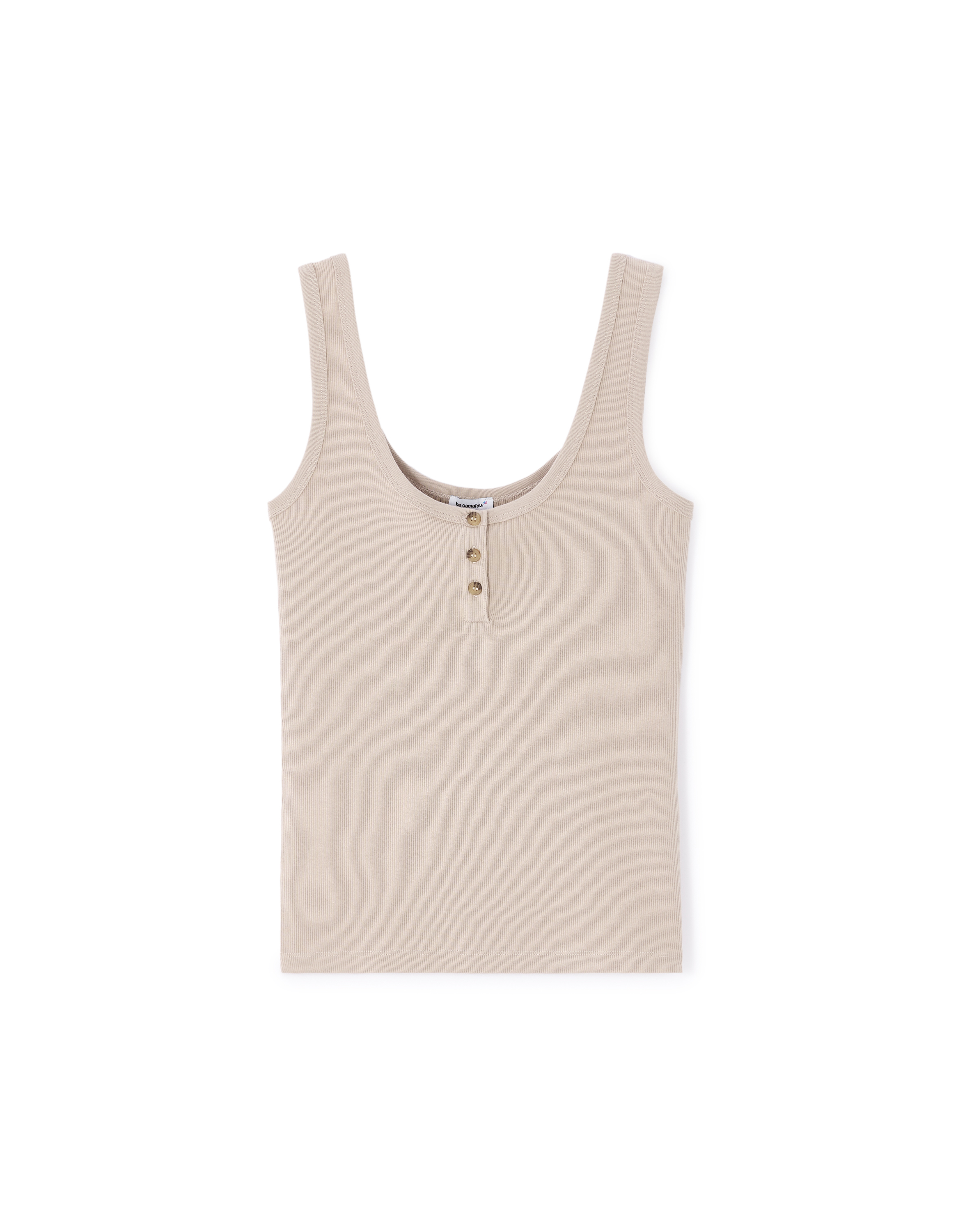 Débardeur côtelé court - beige