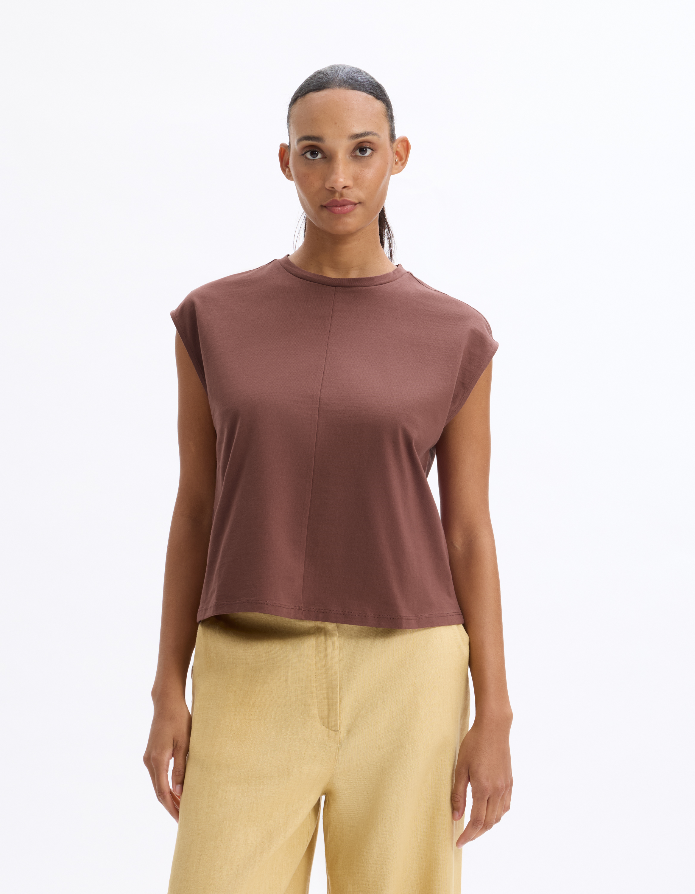 T-shirt sans manche en coton boxy - rose - celio - Modalova
