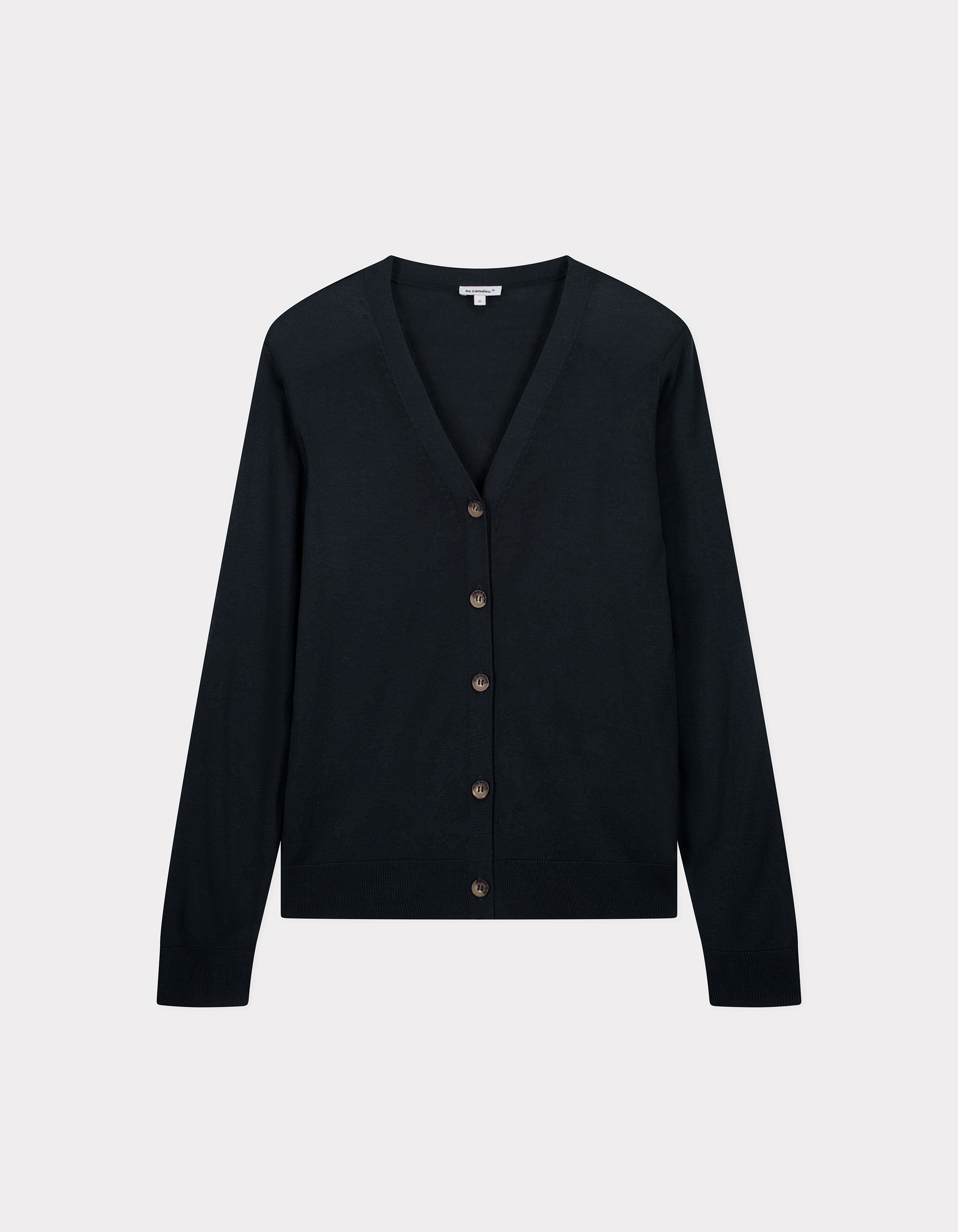 Gilet boutonné en maille fine - marine