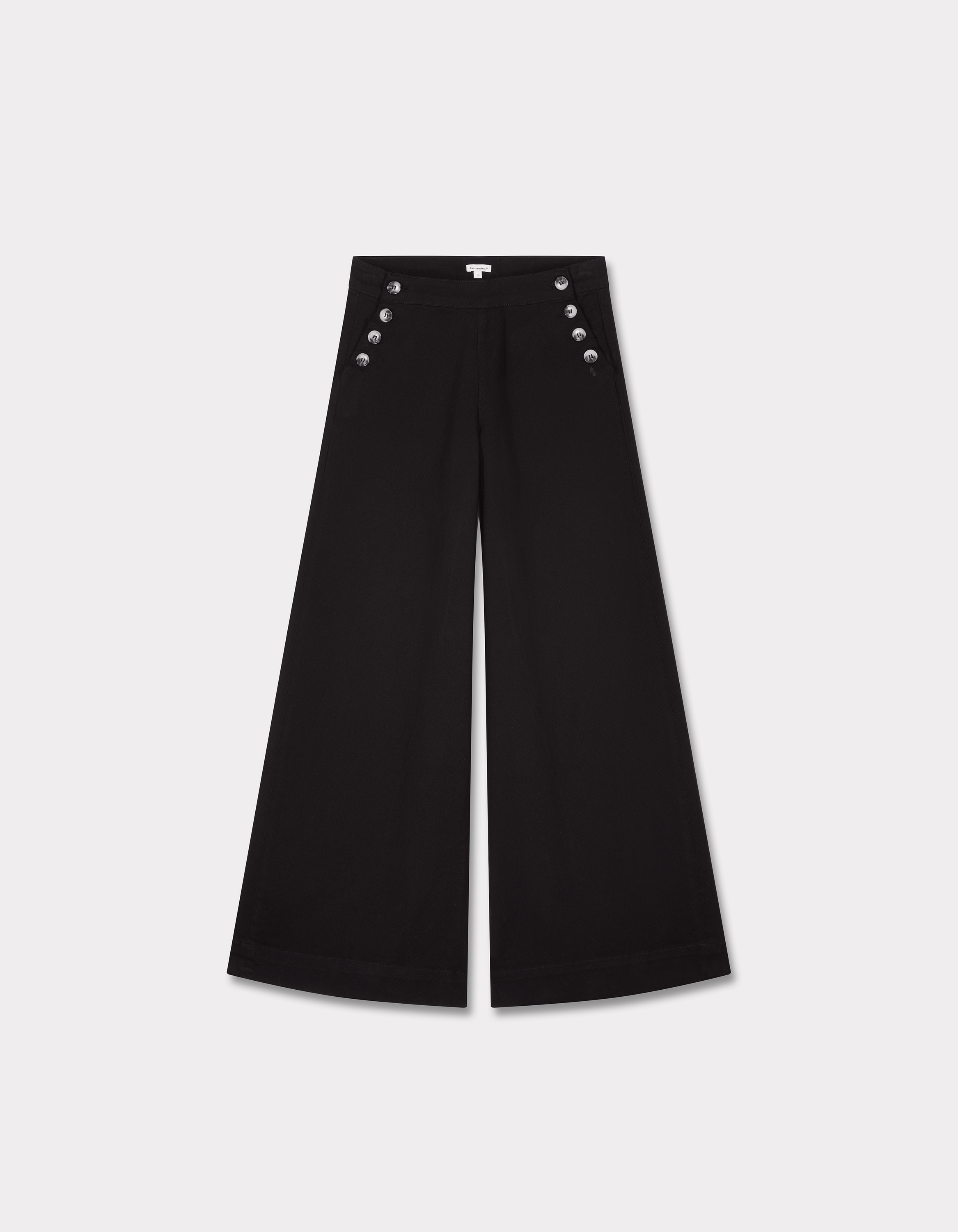 pantalon extra large à bouton décoratifs - noir