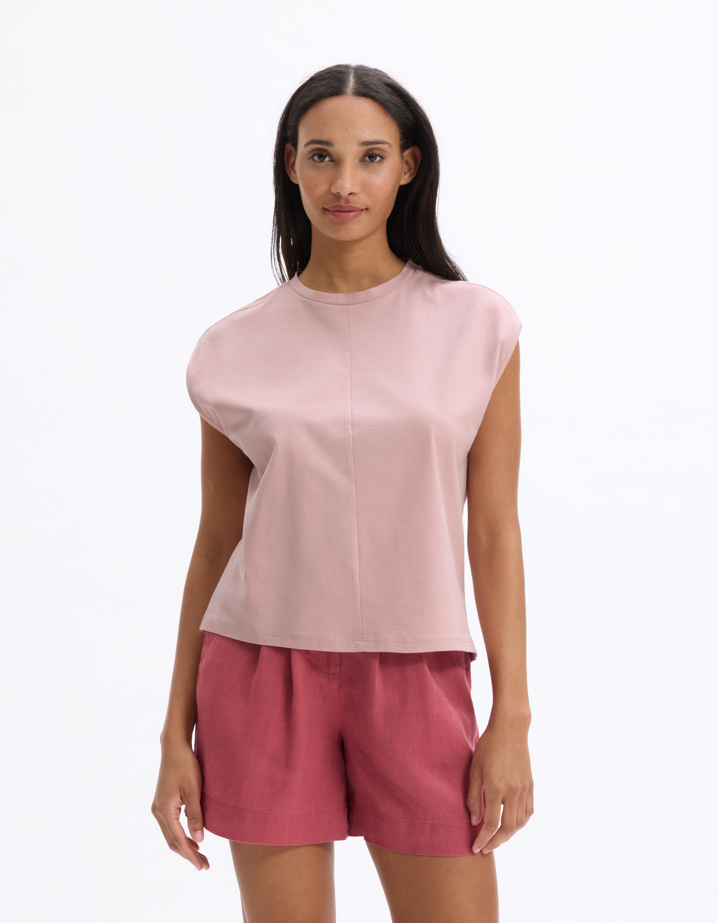 T-shirt sans manche en coton boxy - rose - celio - Modalova
