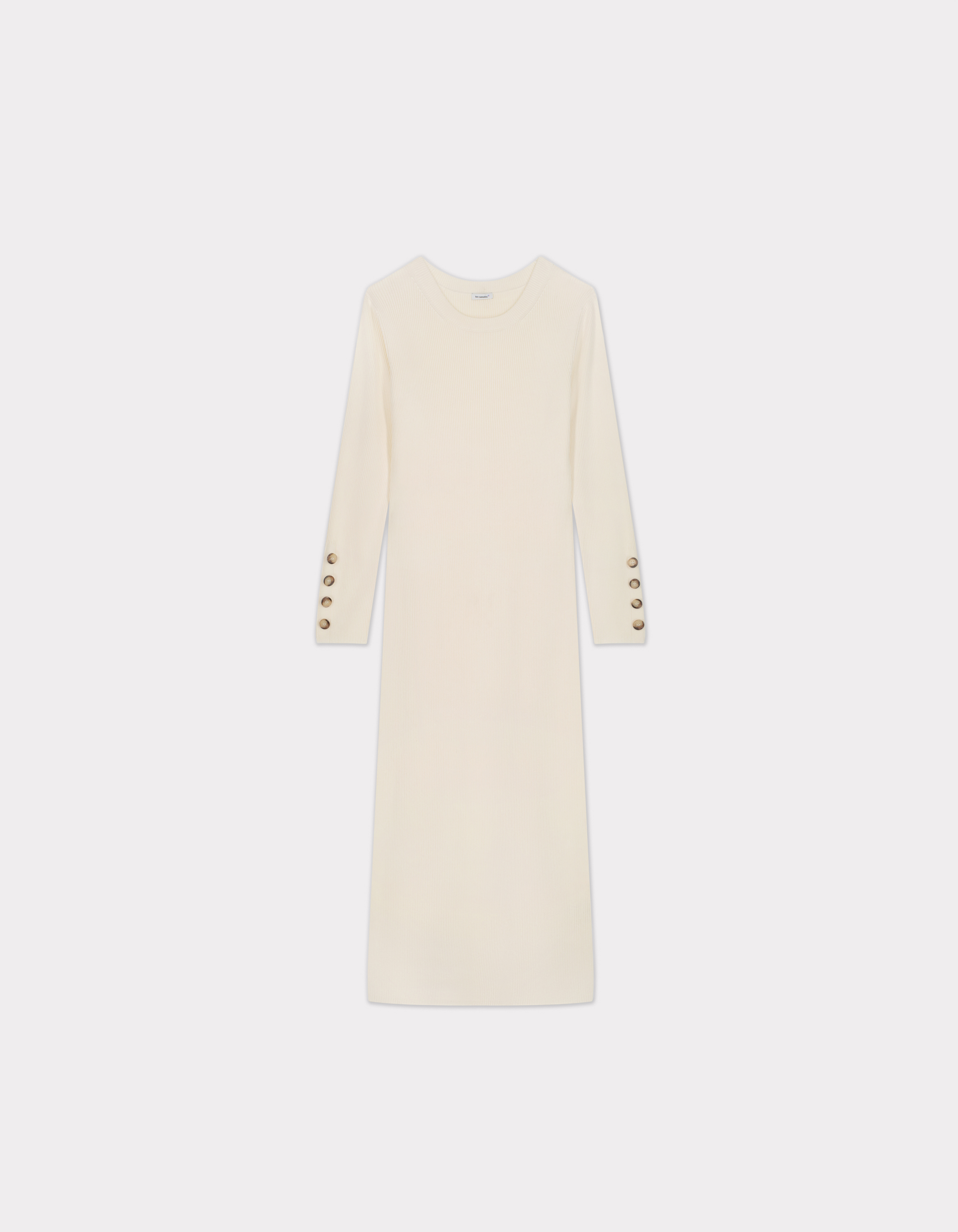 Robe longue en maille côtelée - ecru