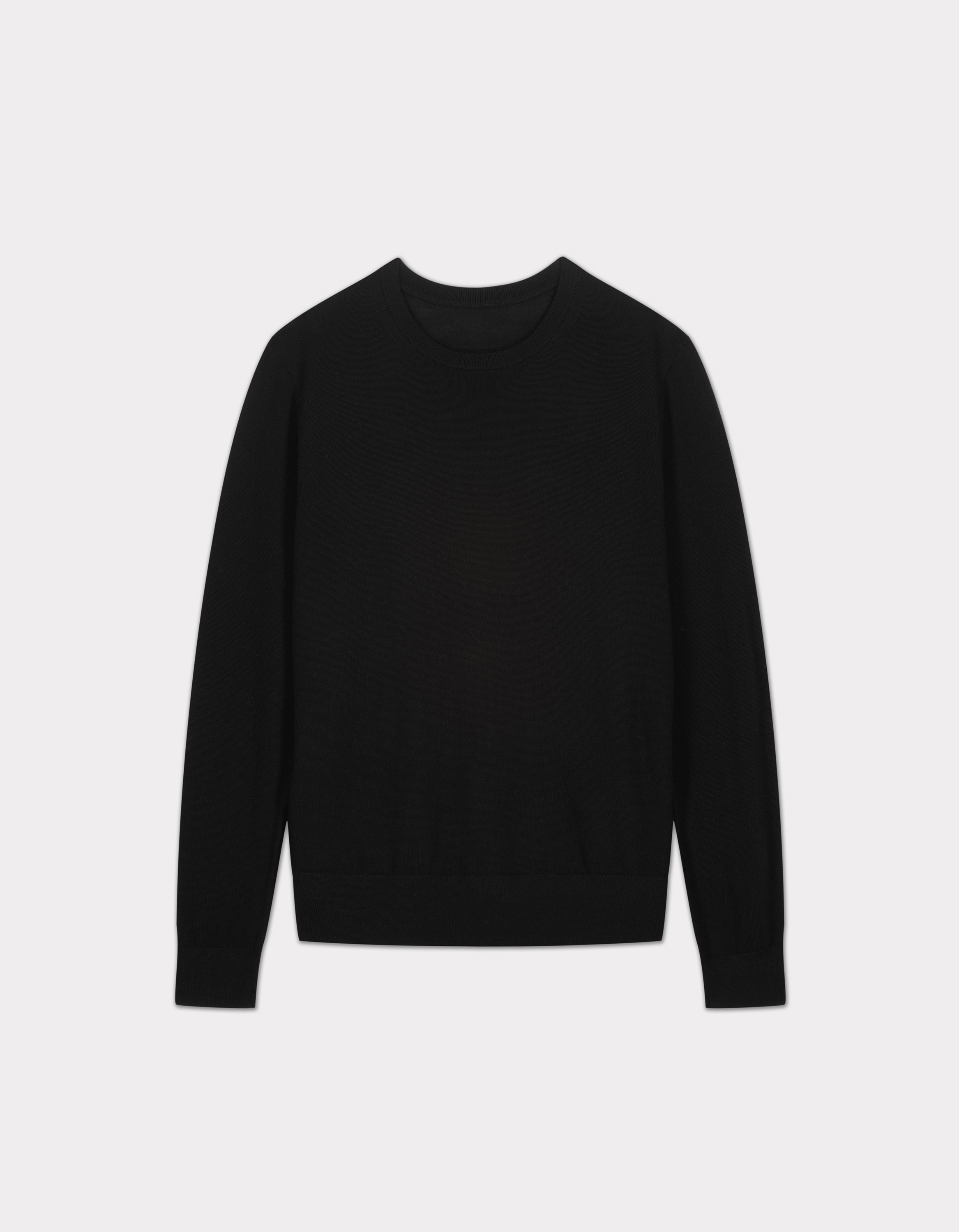 Pull 100% laine mérinos à col rond - noir
