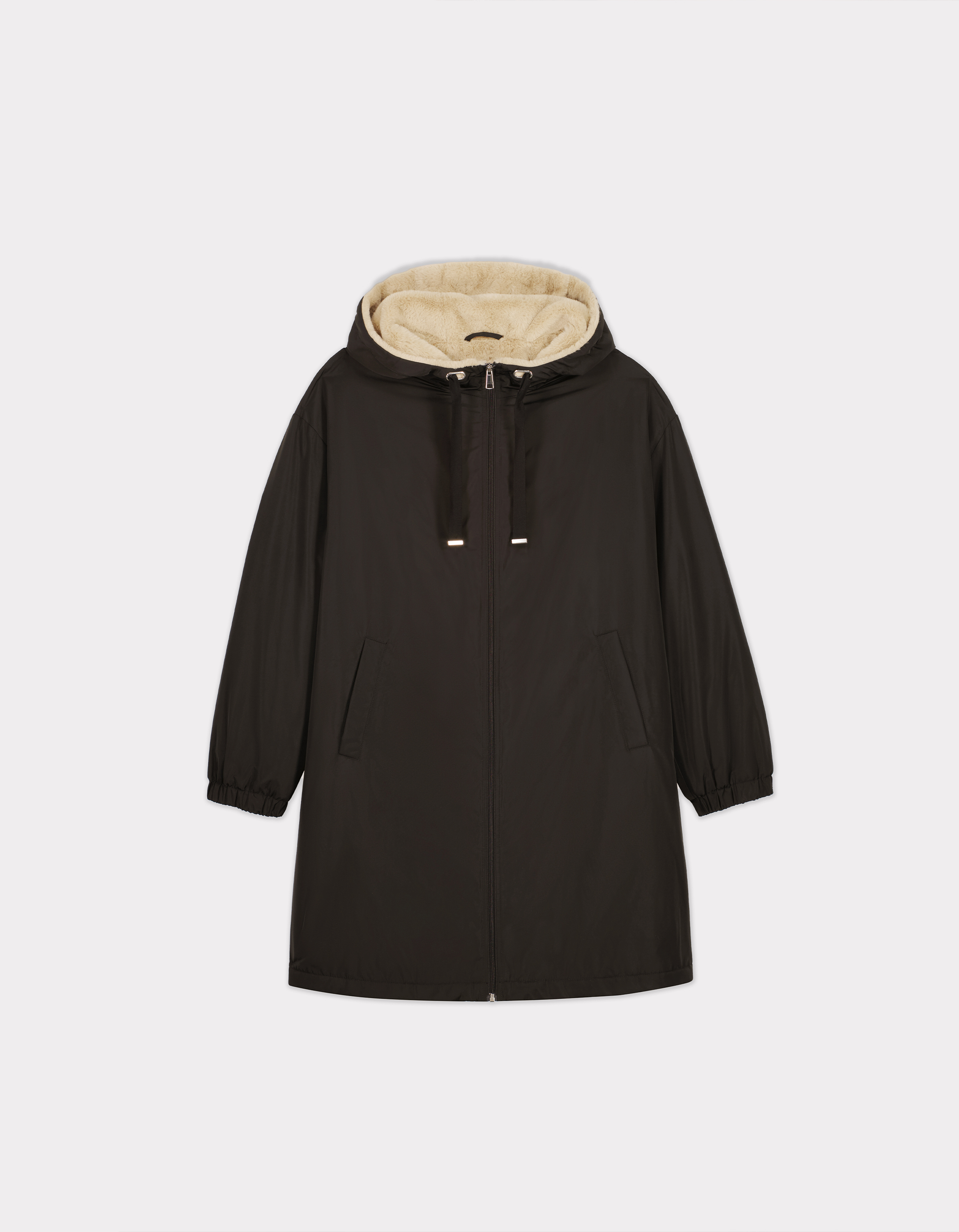 Parka longue avec intérieur duveteux - noir
