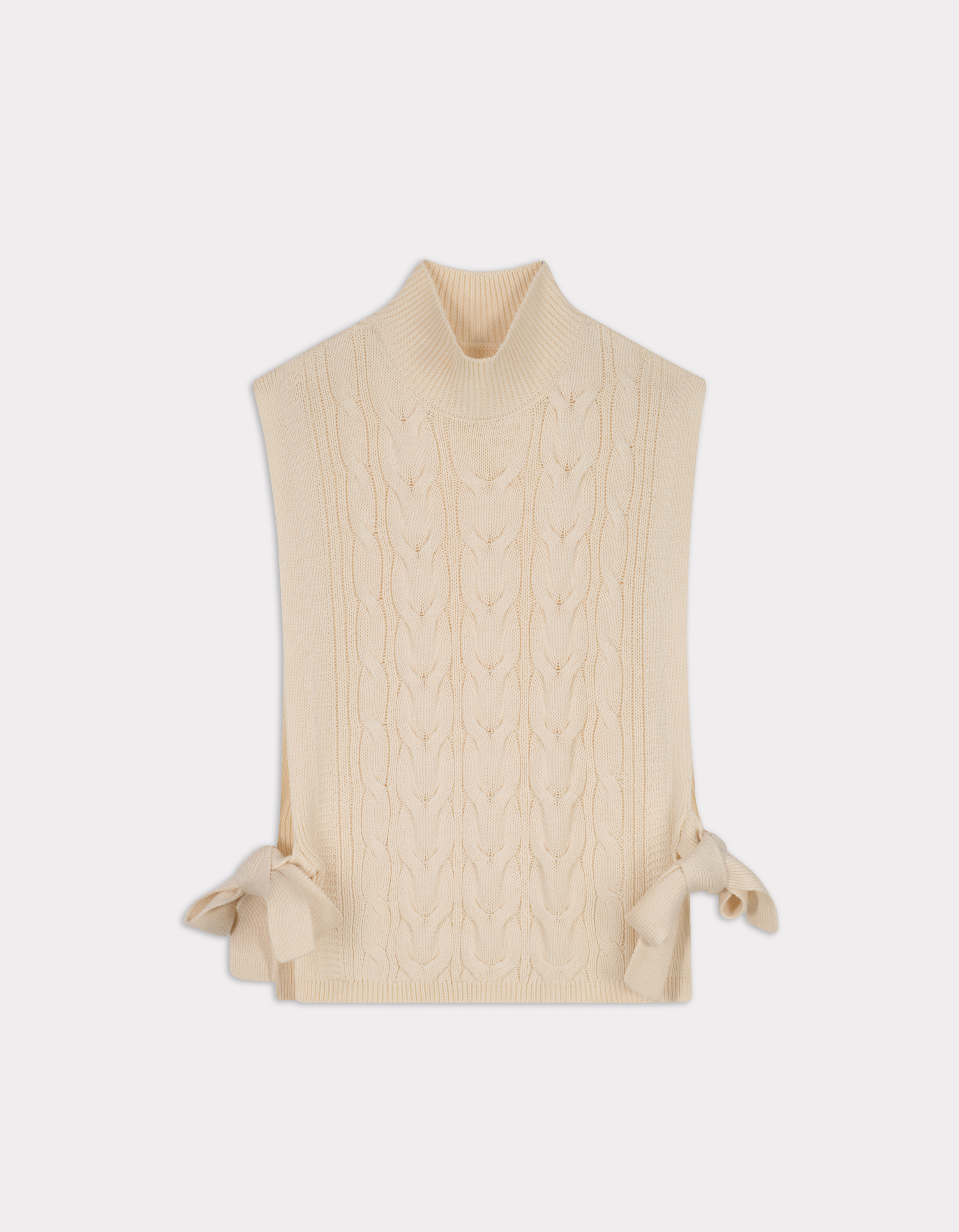 Pull col montant sans manche à nouer - écru