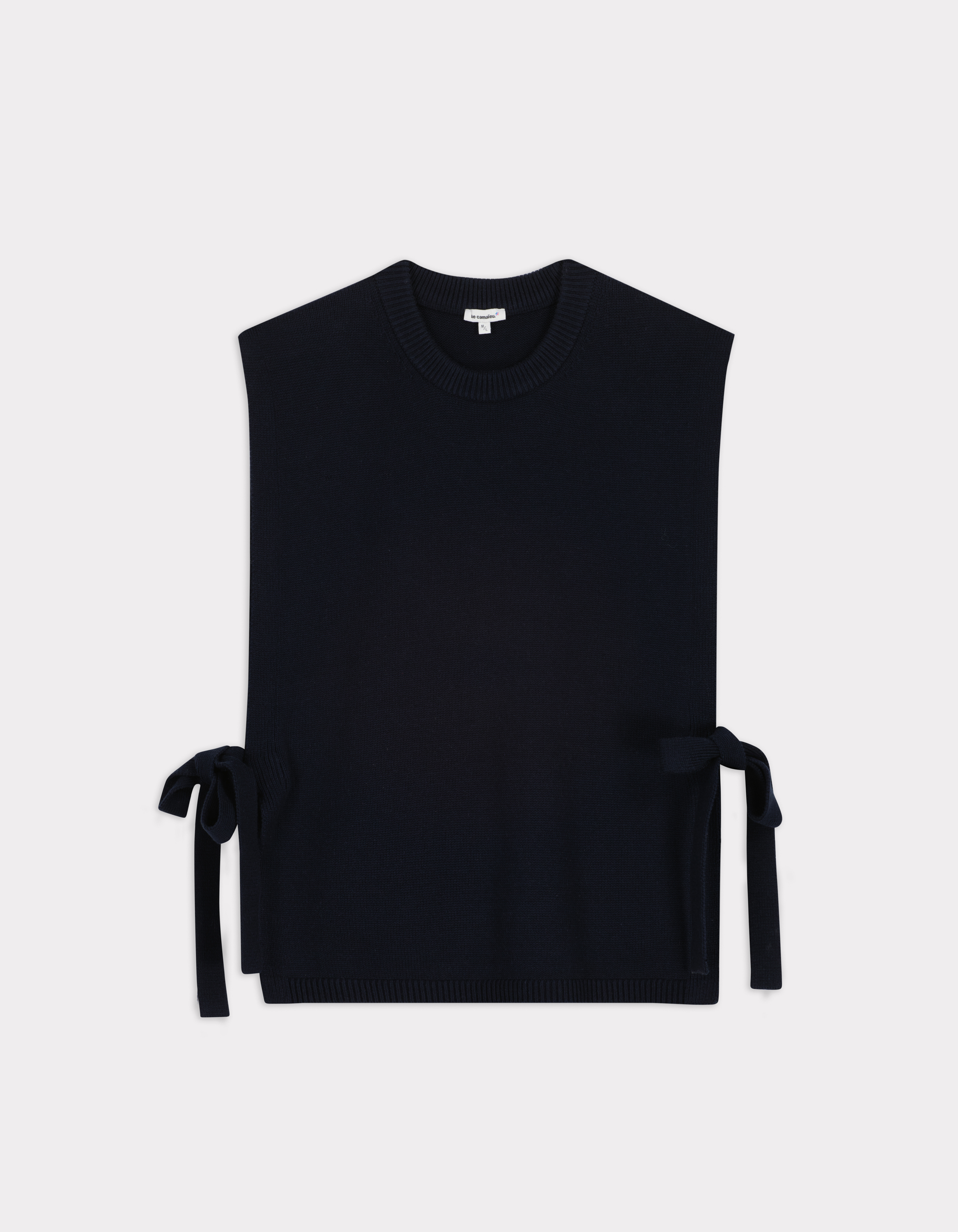 Pull sans manches noué - marine