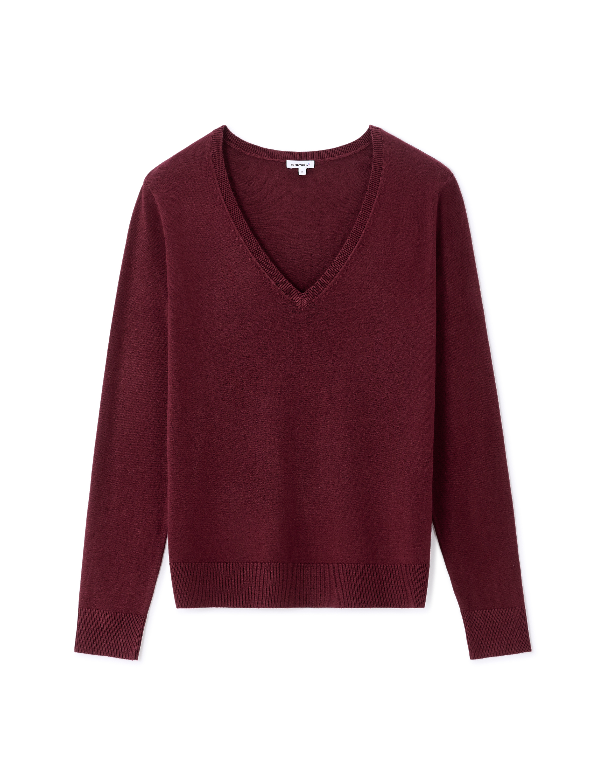 Pull fluide col v viscose écovéro - raisin