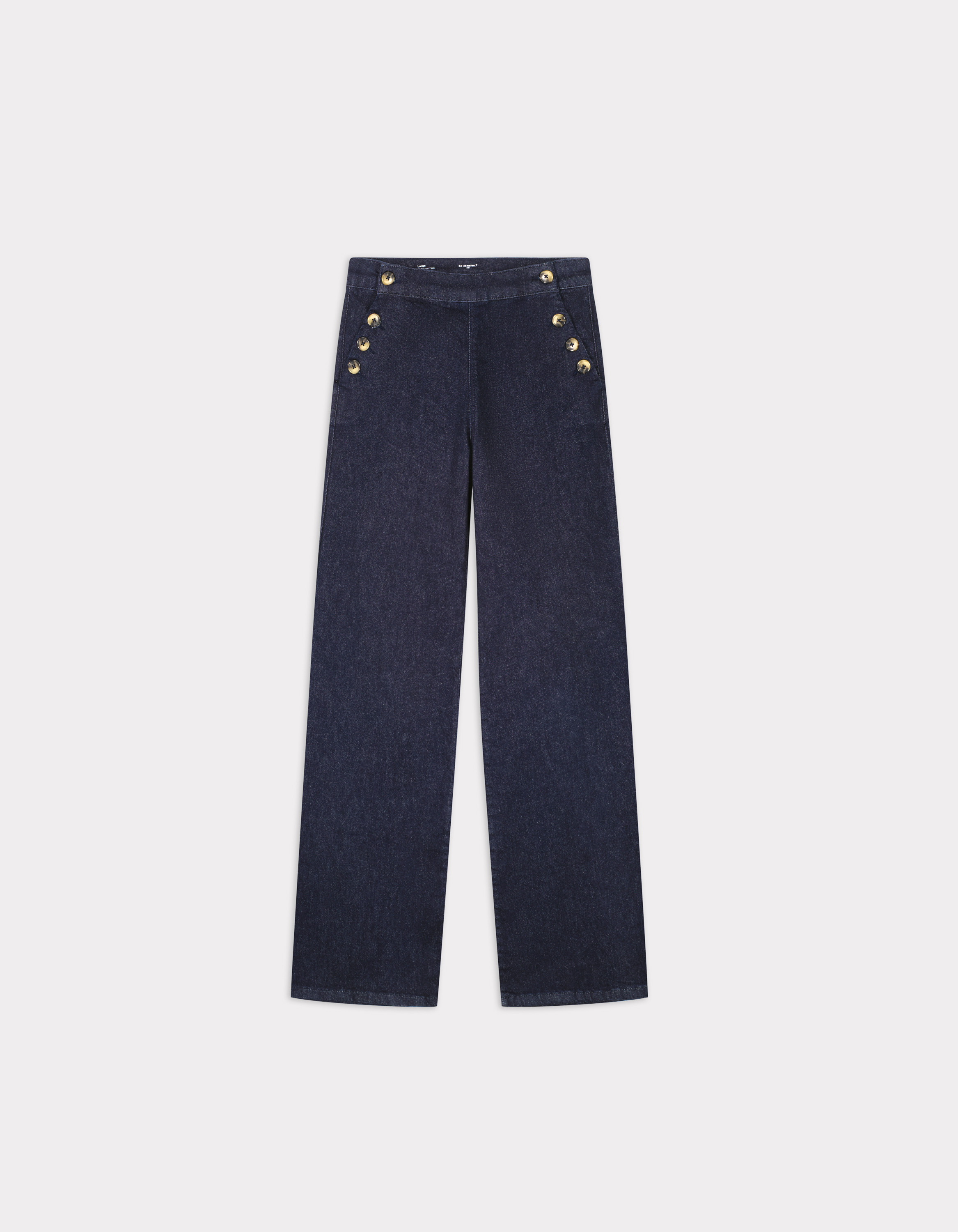 Jeans large avec boutons en corne - brut