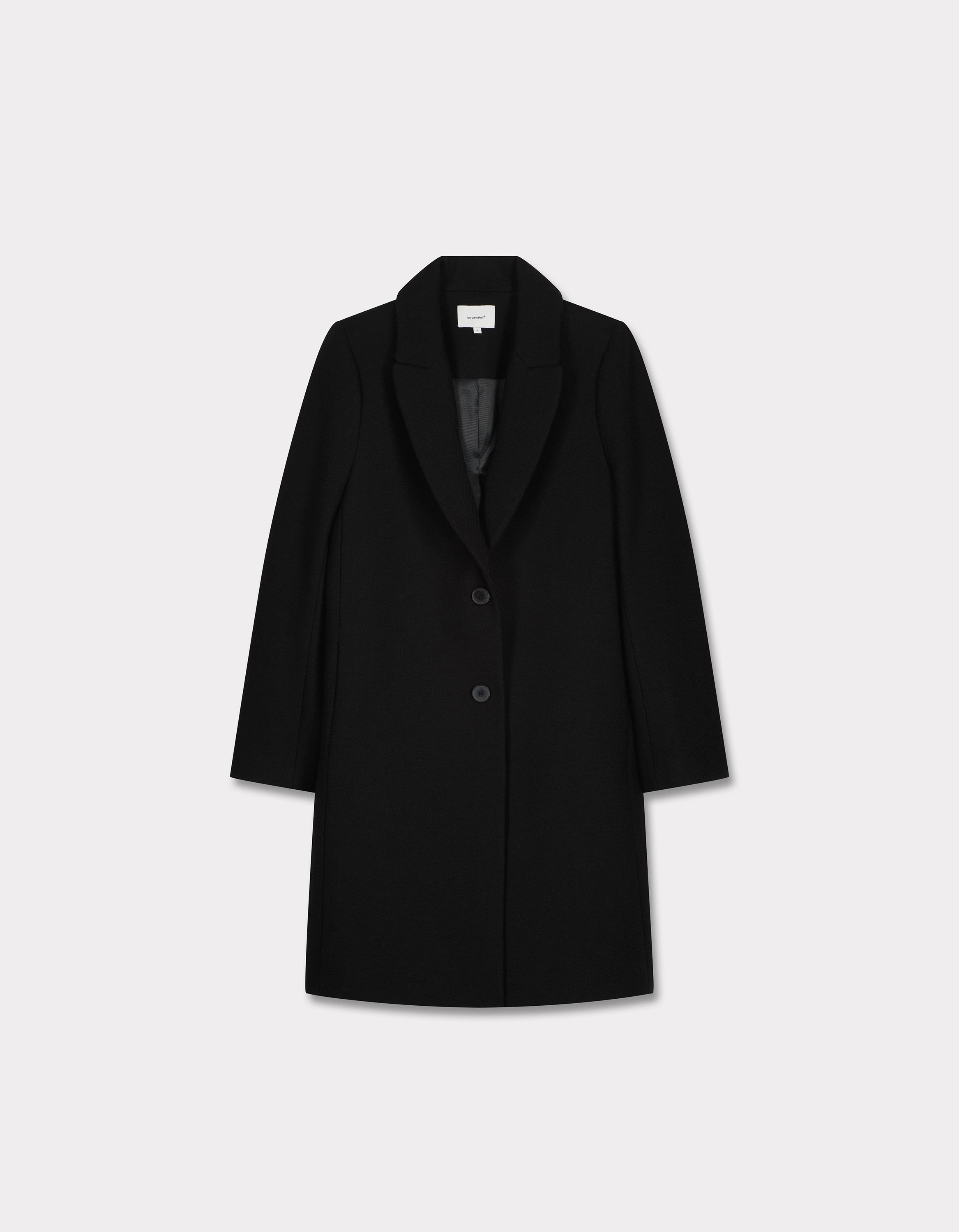 Manteau en laine au dessus du genou - noir