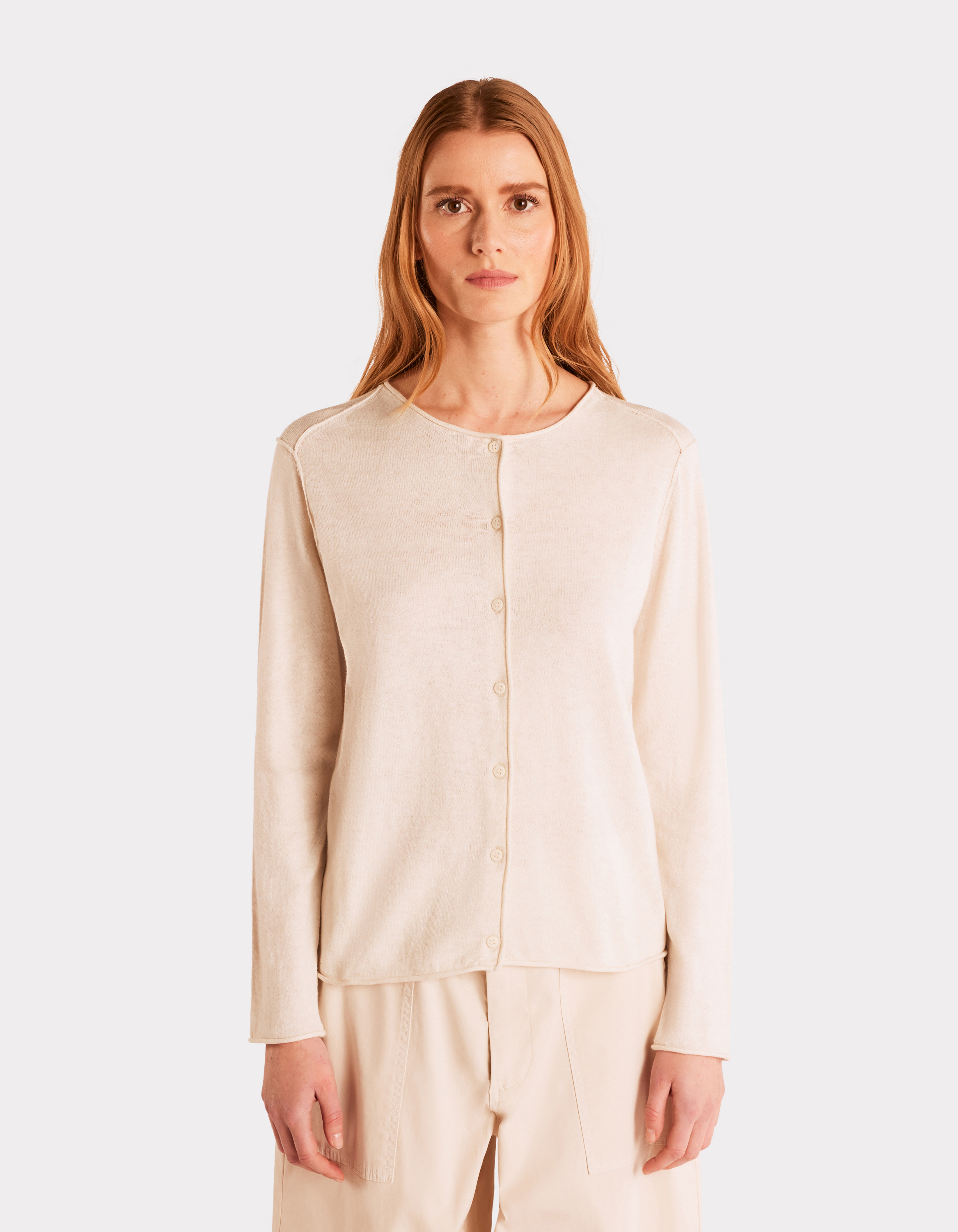 Gilet à manches longues col rond - beige - celio - Modalova