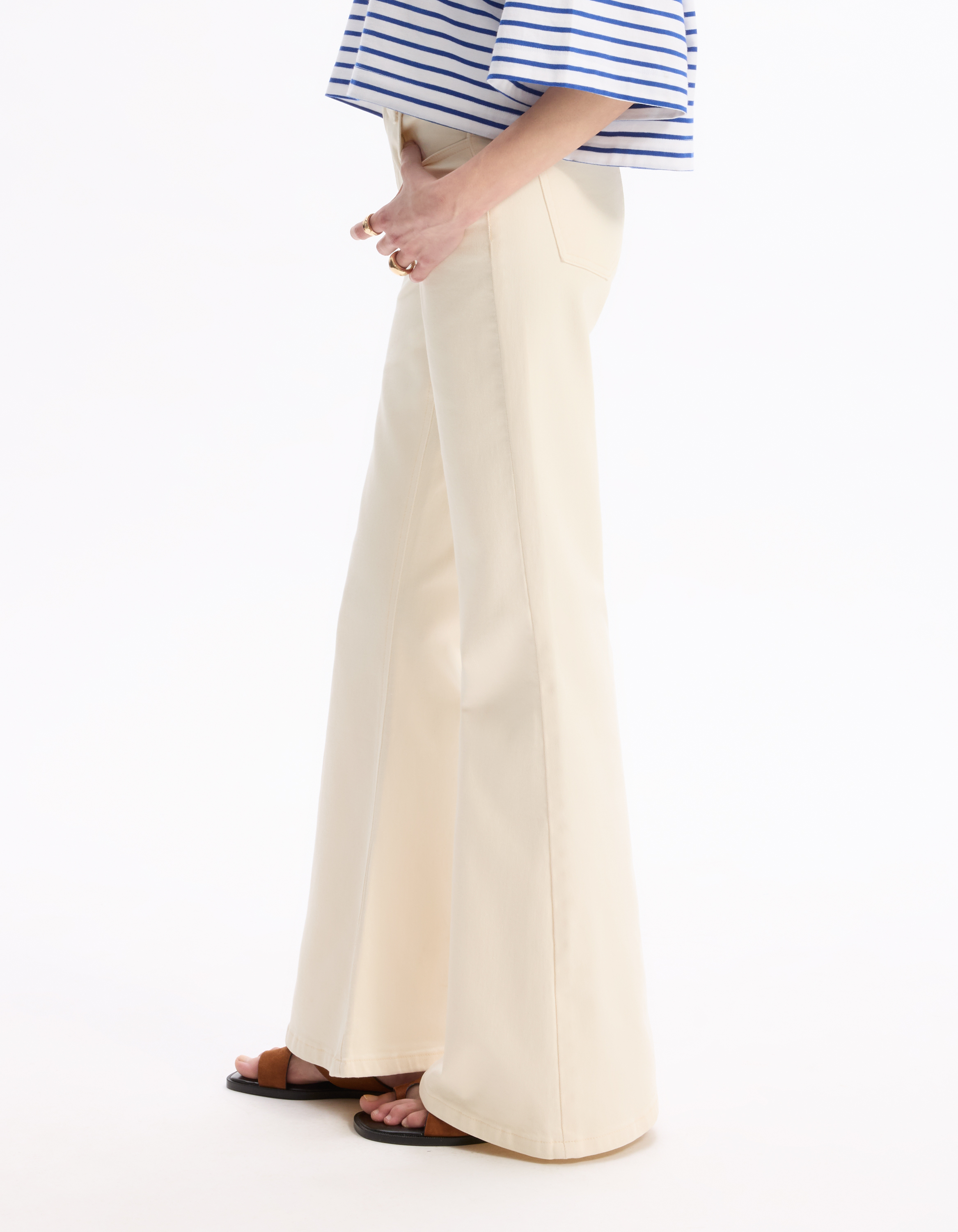 Pantalon patte d'éléphant - beige - celio - Modalova