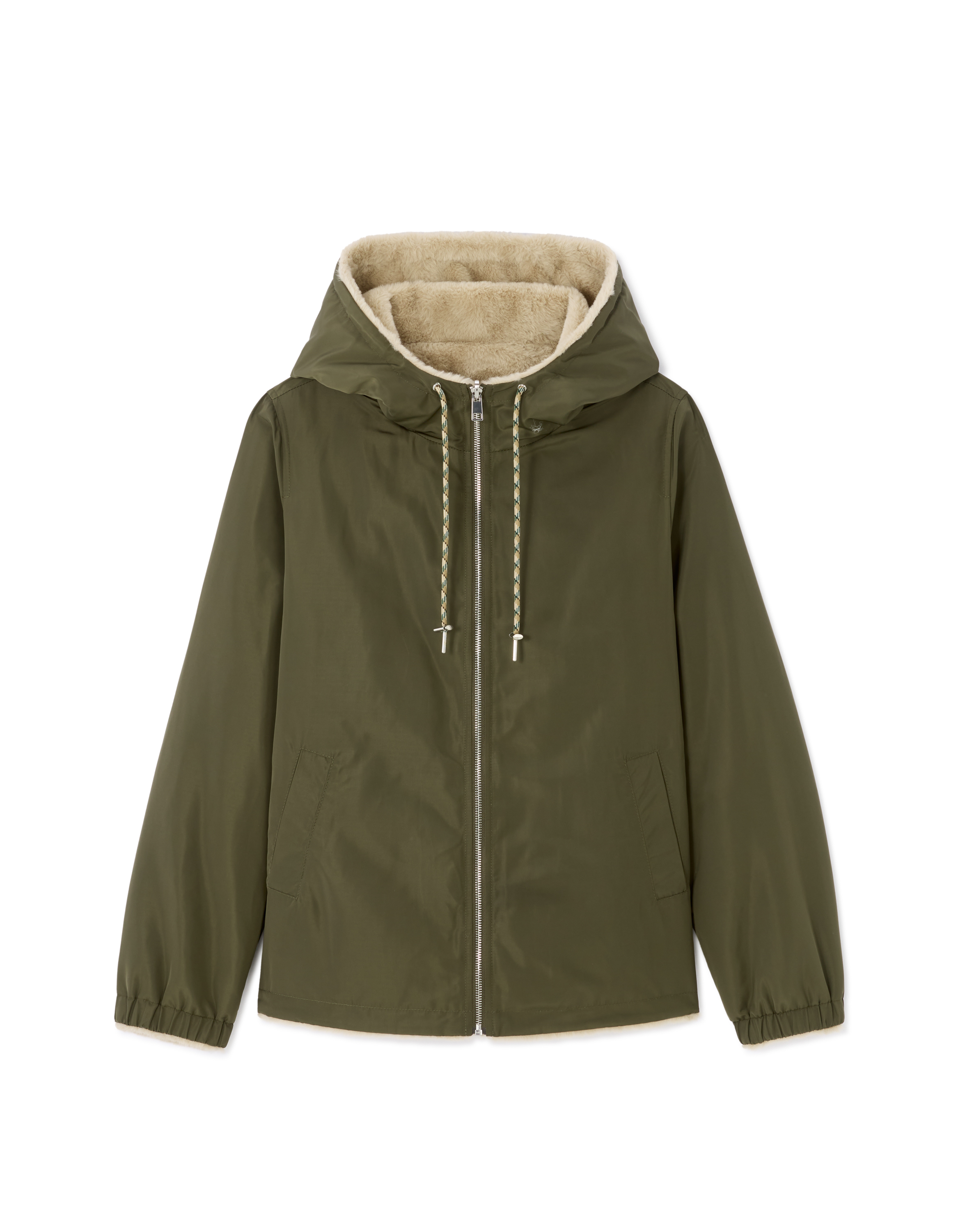 Parka réversible intérieur duveteux - kaki