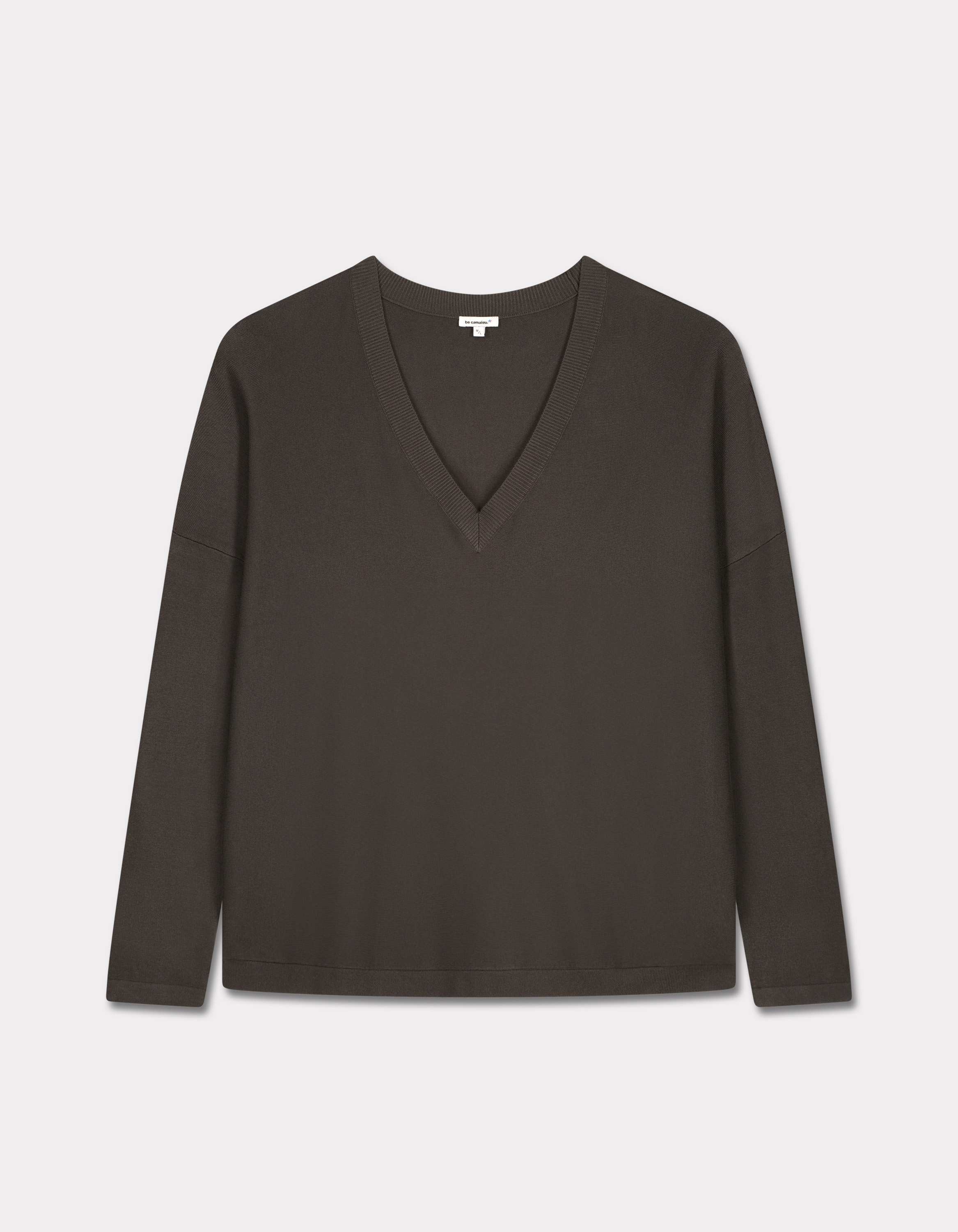 Pull ample col V en viscose Ecovero - gris