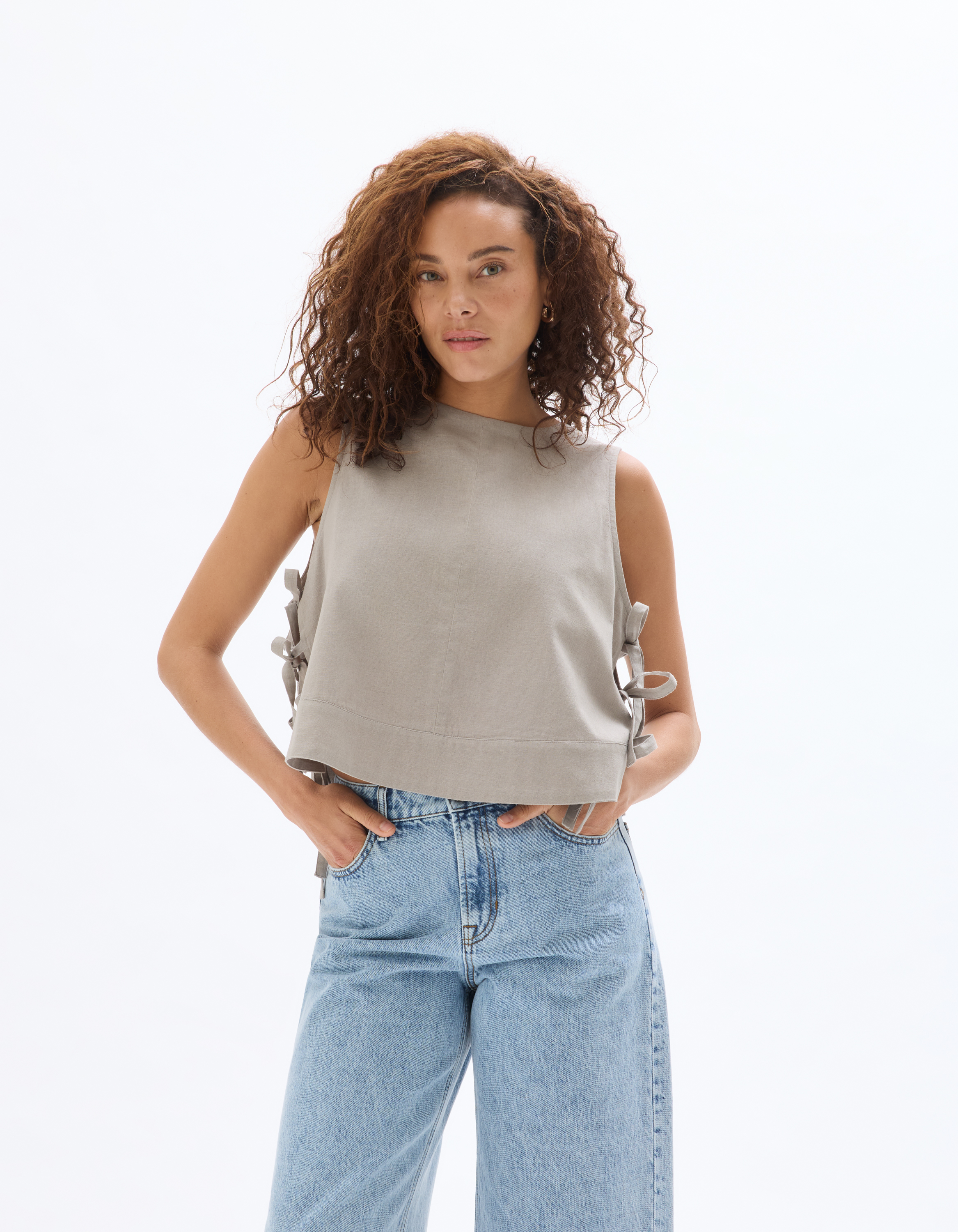 Top avec liens côtés - gris - celio - Modalova