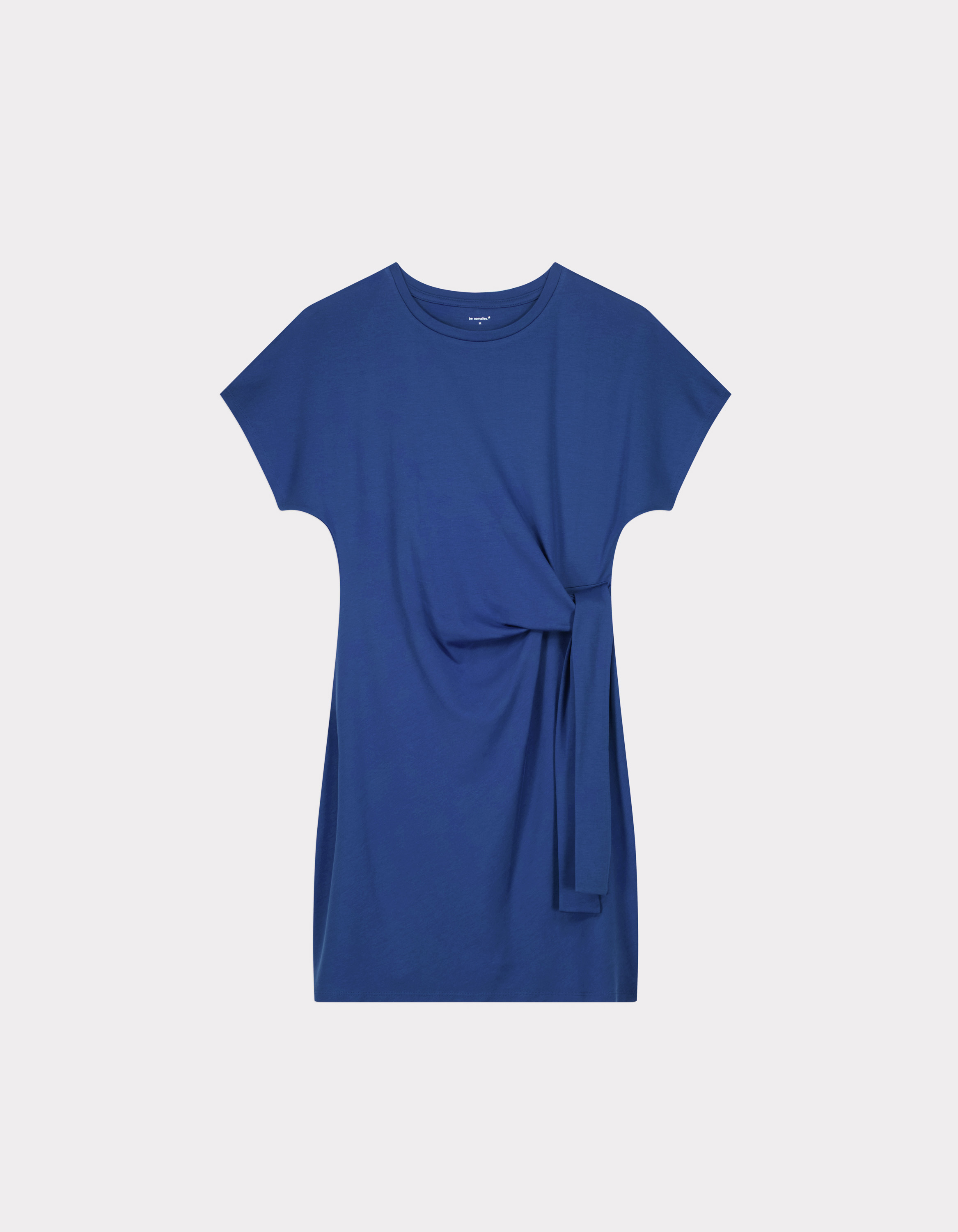 Robe courte nouée en coton - indigo