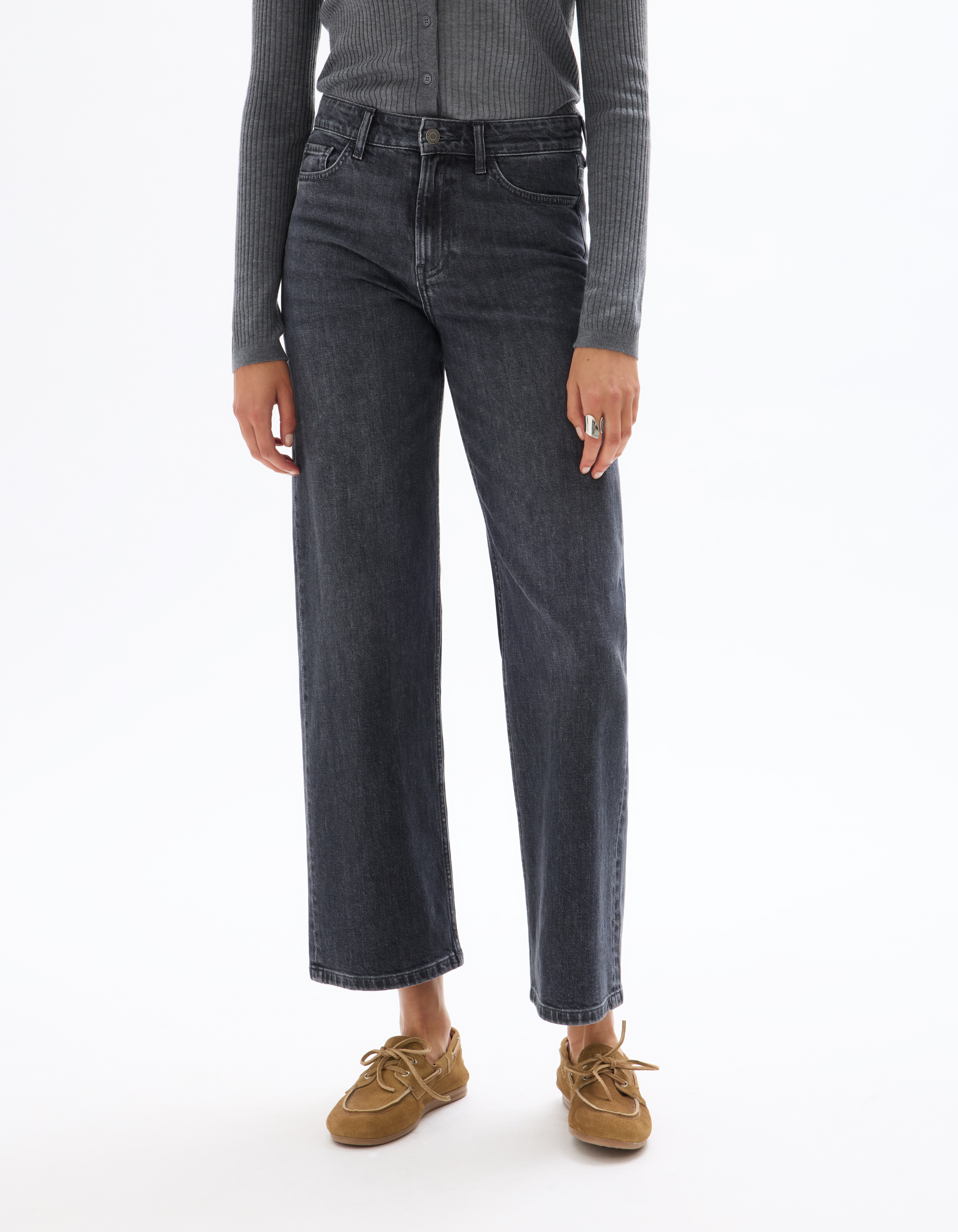 Jean large taille haute 3 longueurs - gris - celio - Modalova