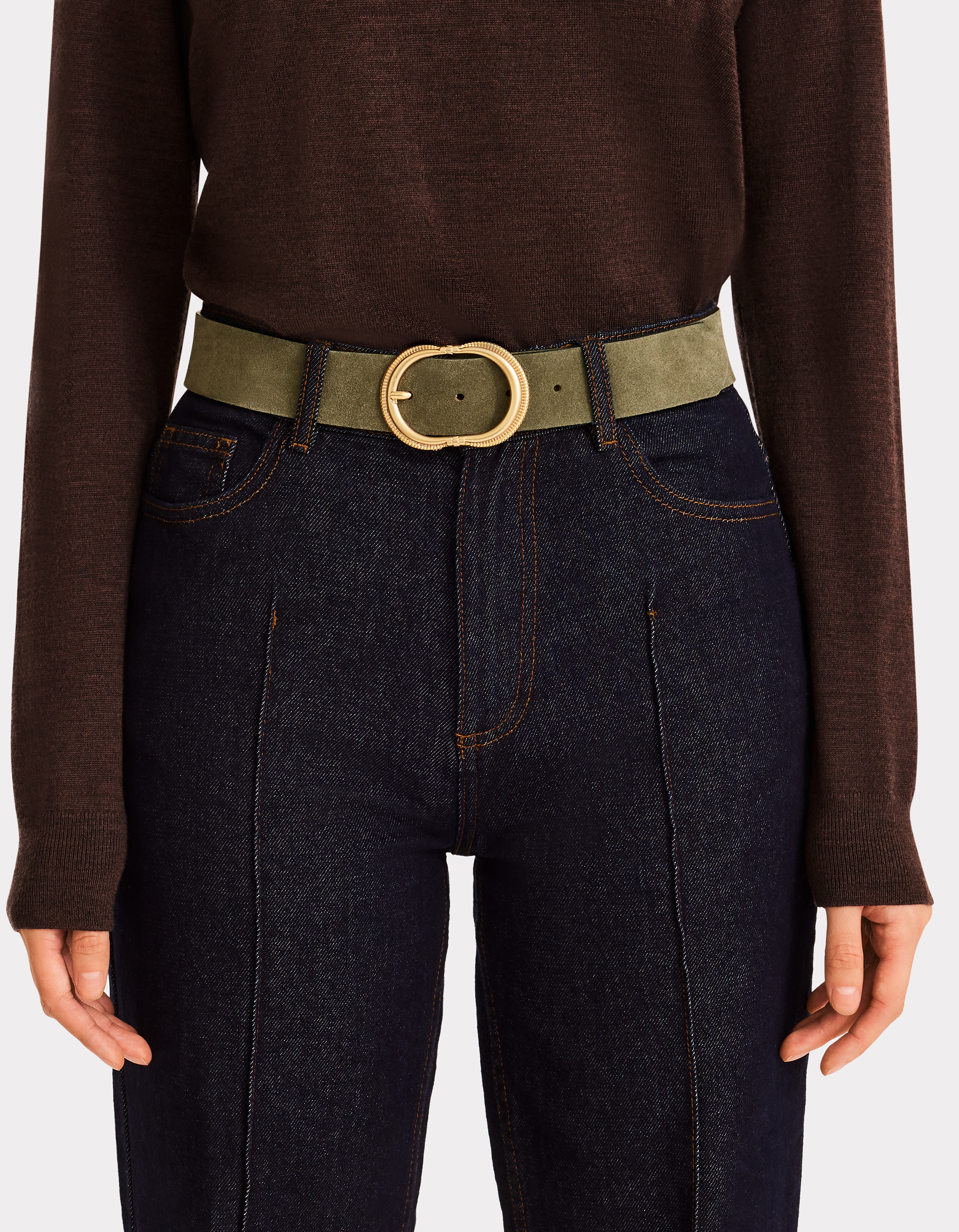 Ceinture en cuir colorée - kaki - celio - Modalova