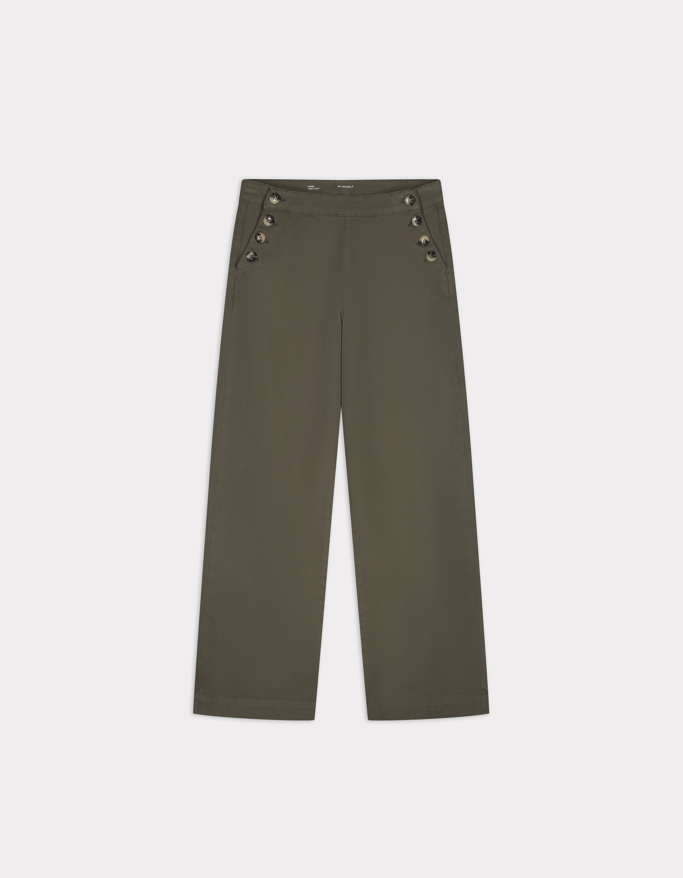 pantalon large à bouton - kaki