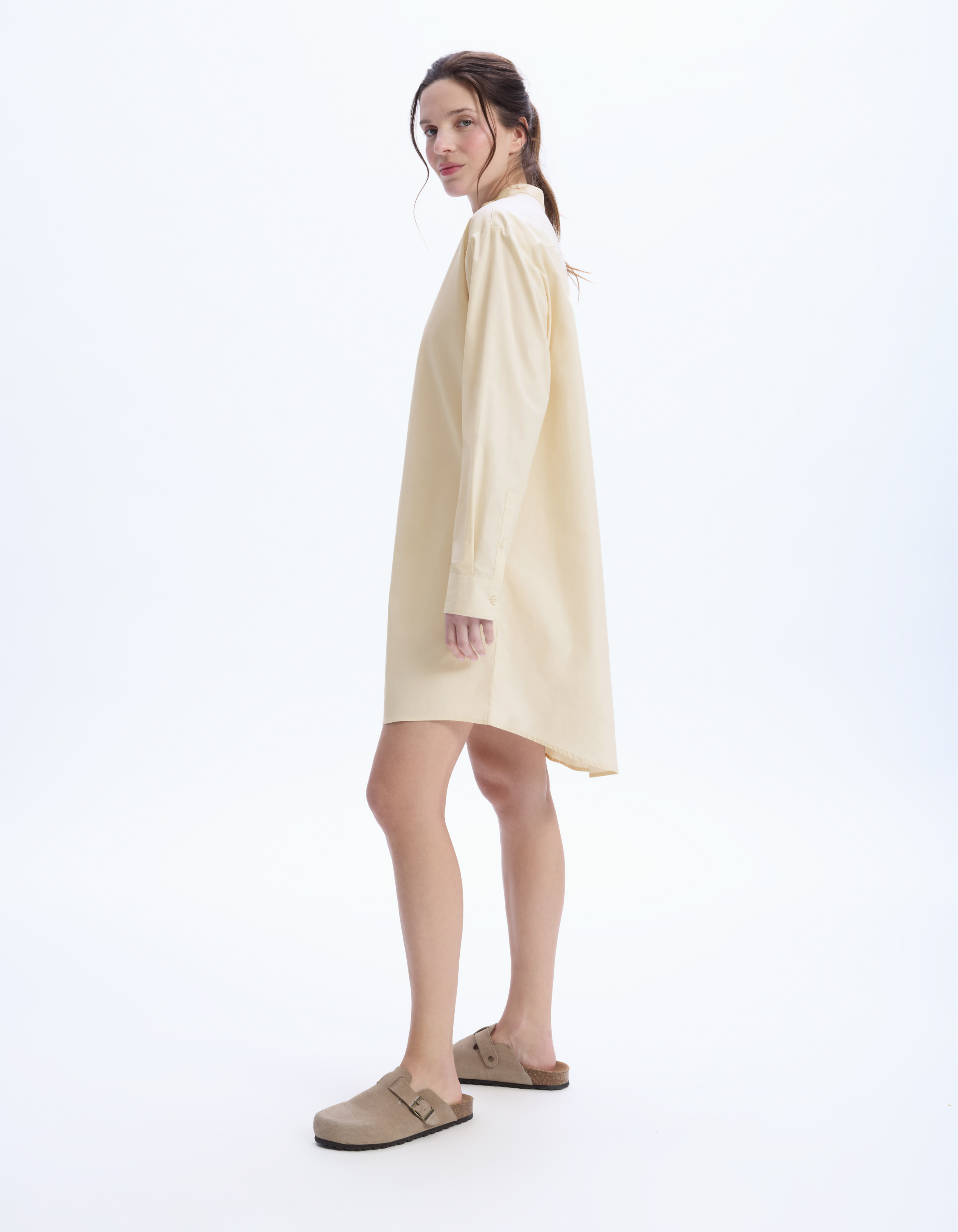 Robe courte à col mao - beige - celio - Modalova
