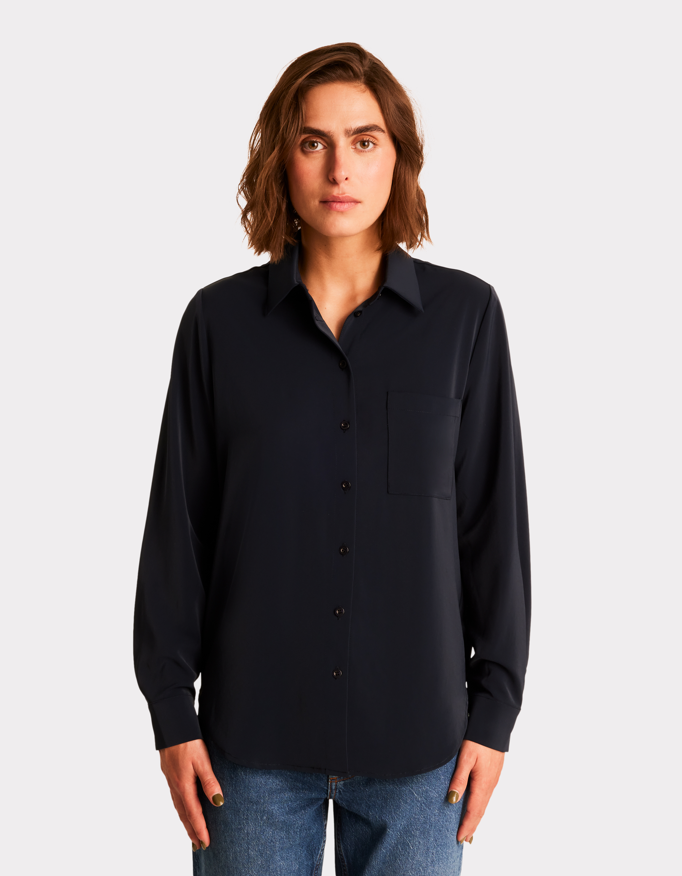 Chemise en satin - marine - celio - Modalova