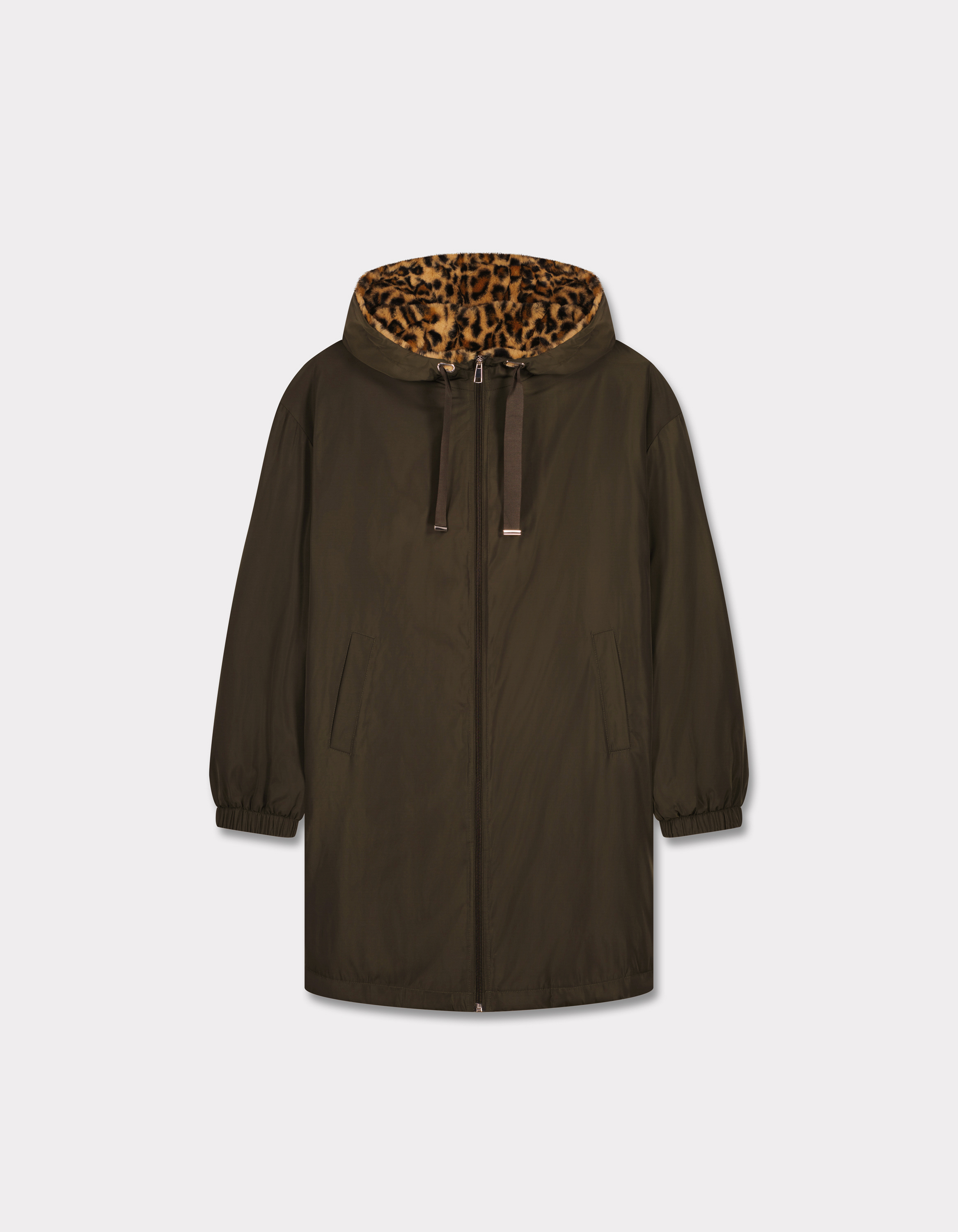 Parka mi-long - kaki et léopard