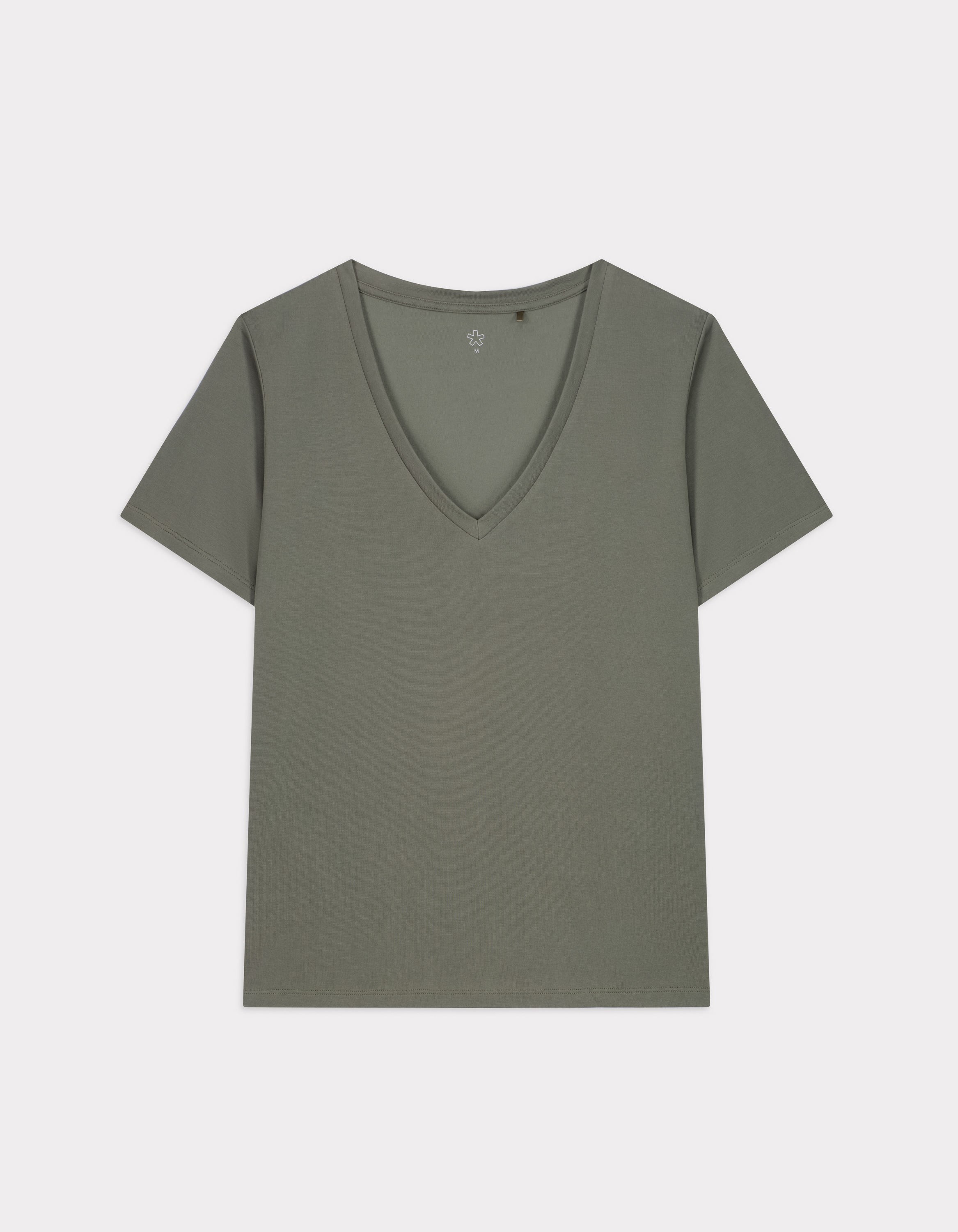 T-shirt col V ajustée en modal - vert olive