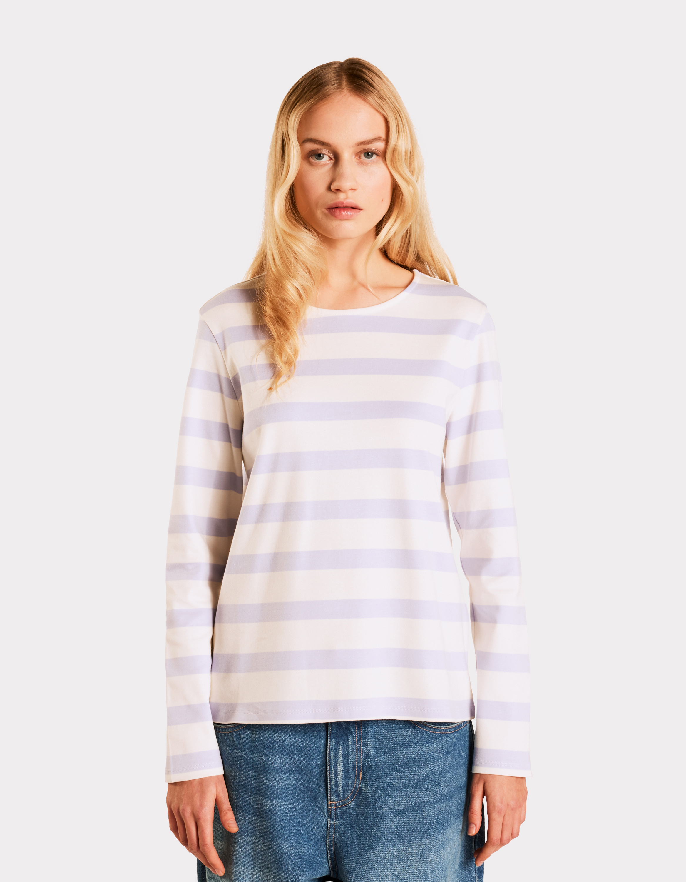 T-shirt marinière à manches longues - violet - celio - Modalova