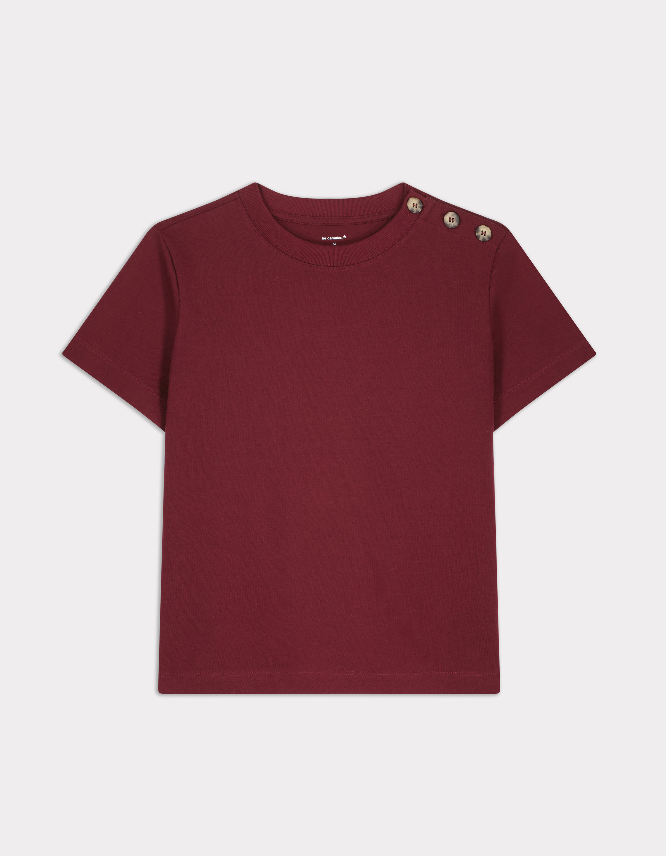 T-shirt en coton épais boutonné - bordeaux